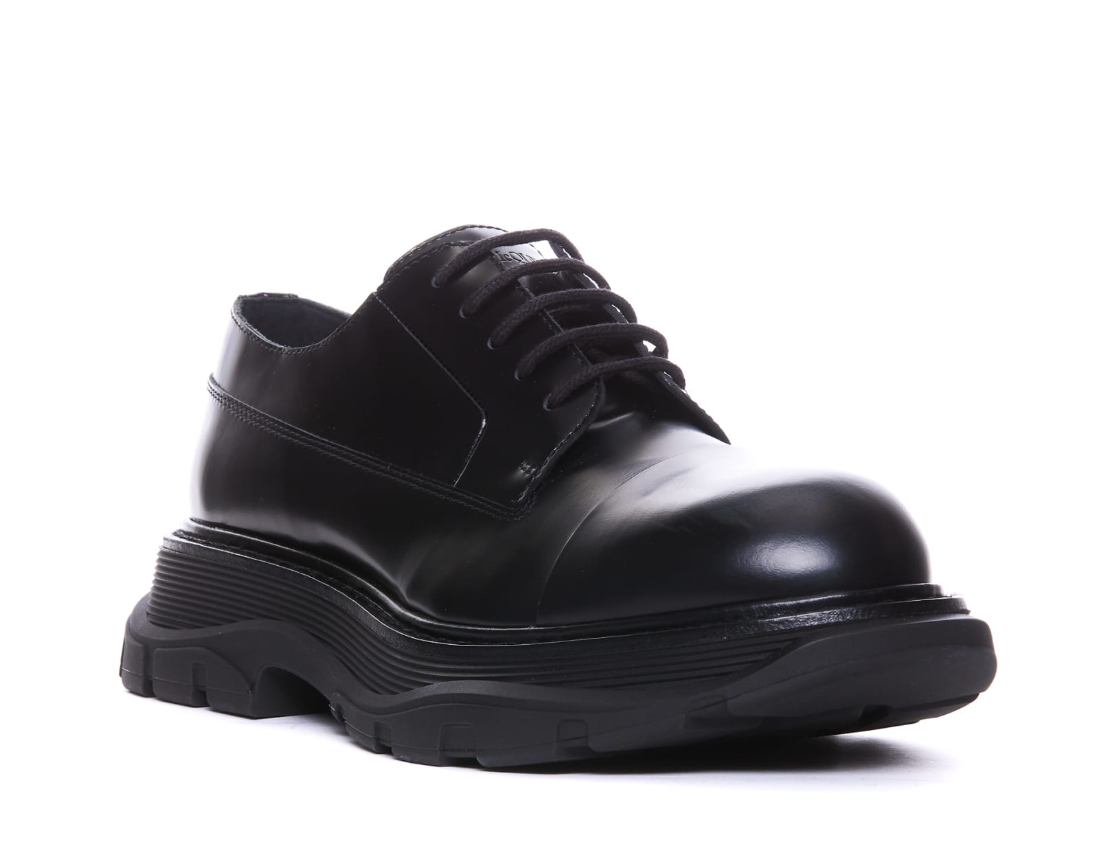 Shop Alexander Mcqueen Tread Laced Up Shoes In Nero