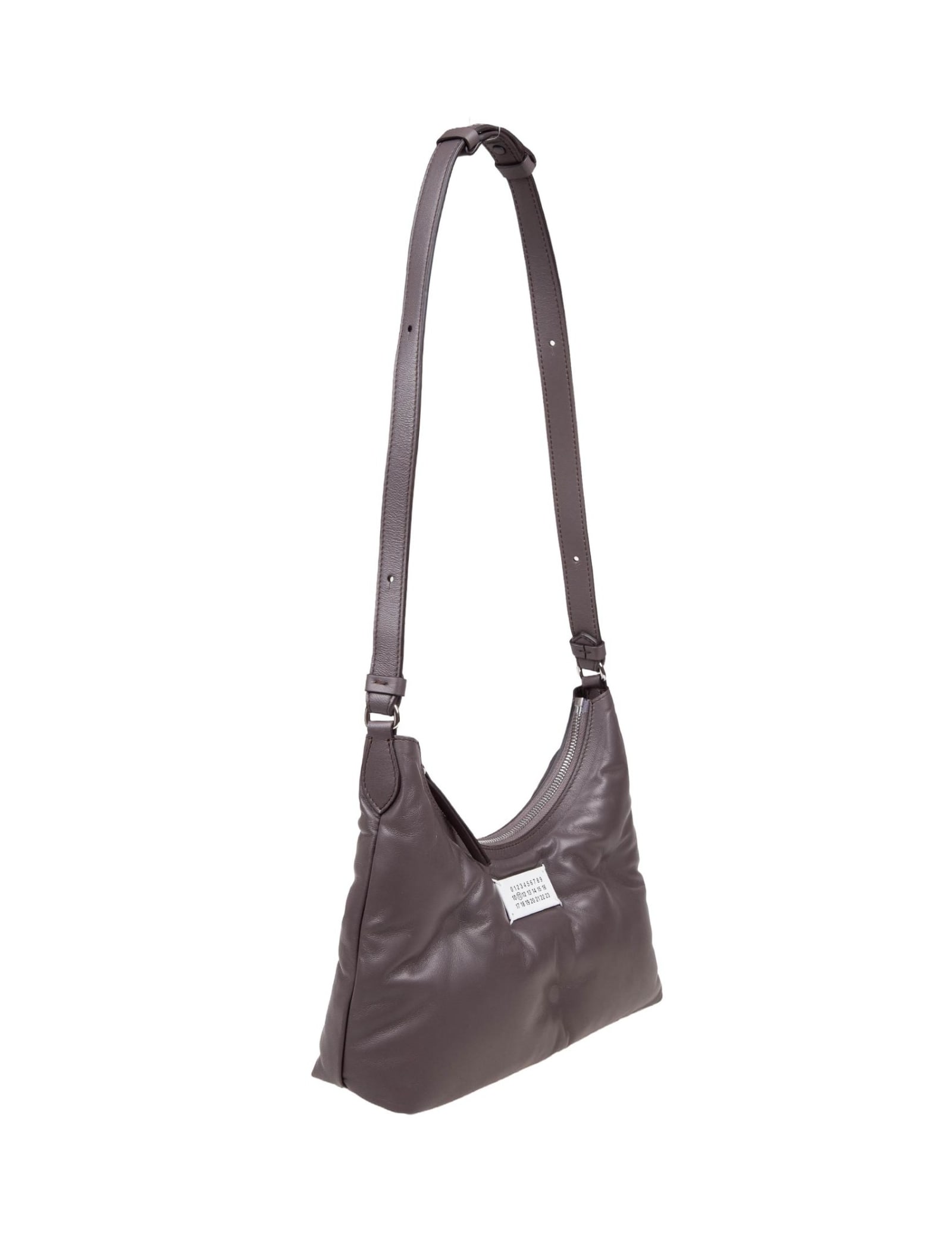 Shop Maison Margiela Glam Hobo Small In Brown Leather