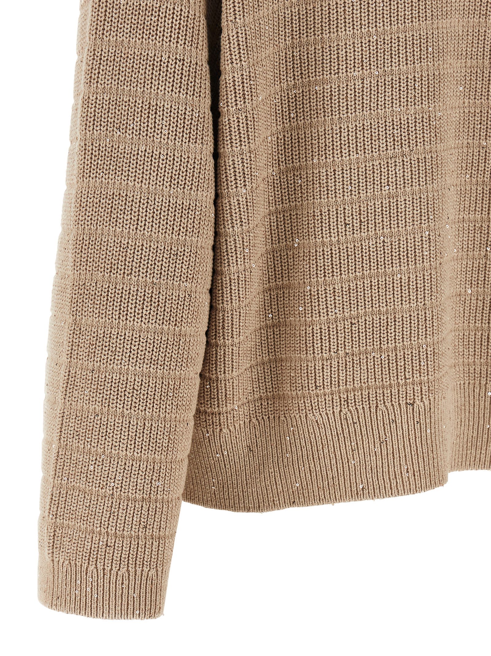 Brunello Cucinelli Diamond Cotton Sweater Sweaters And Cardigans Beige In Brown
