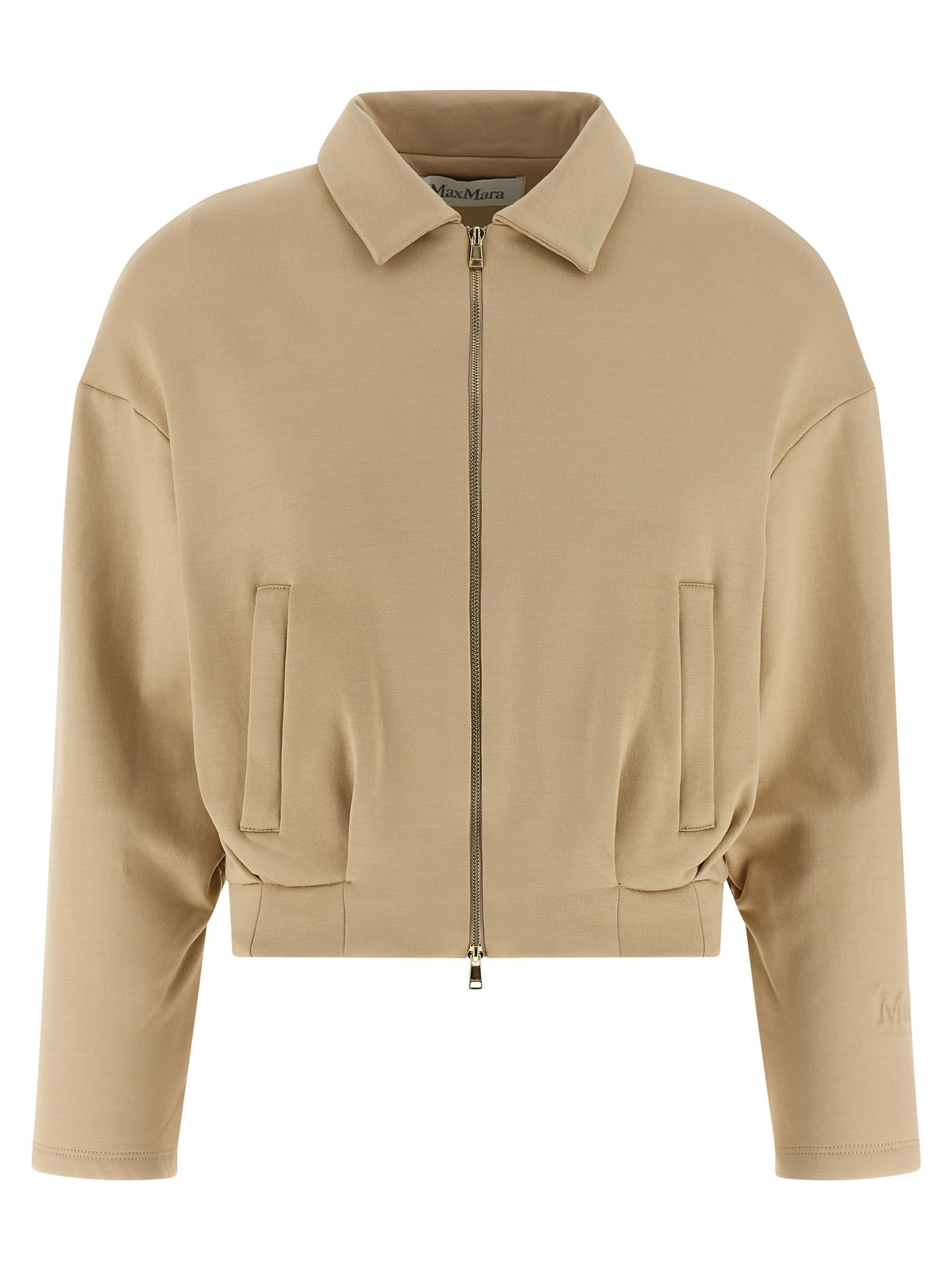 Max Mara Collared Sweatshirt With Front Pockets And Long Sleeves In Brown