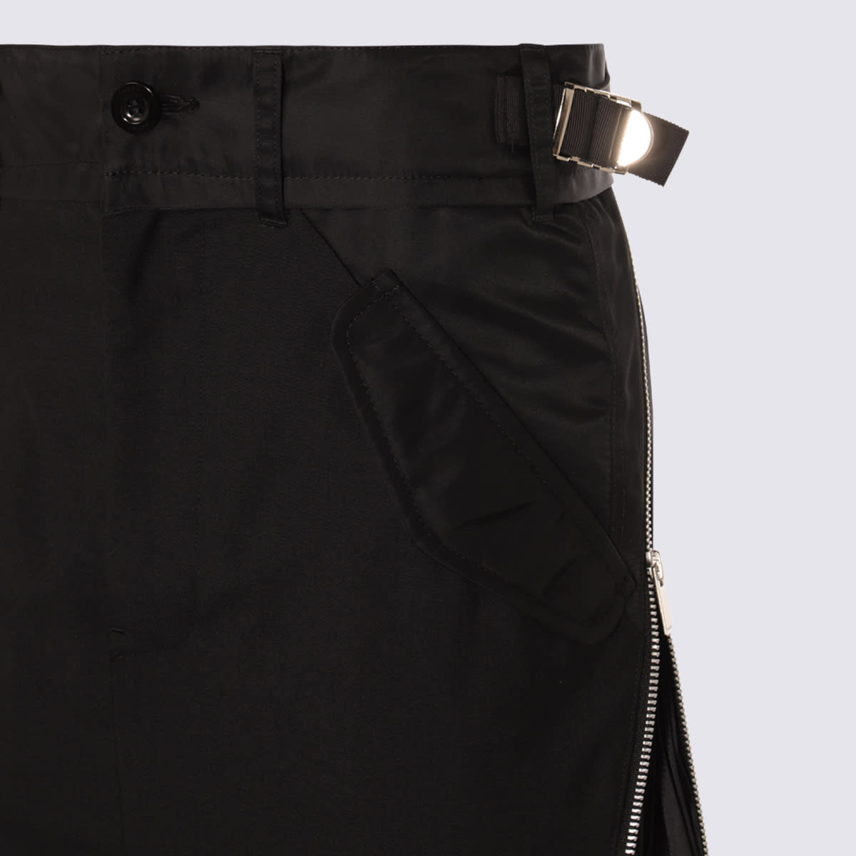 Sacai Black Midi Skirt In Black