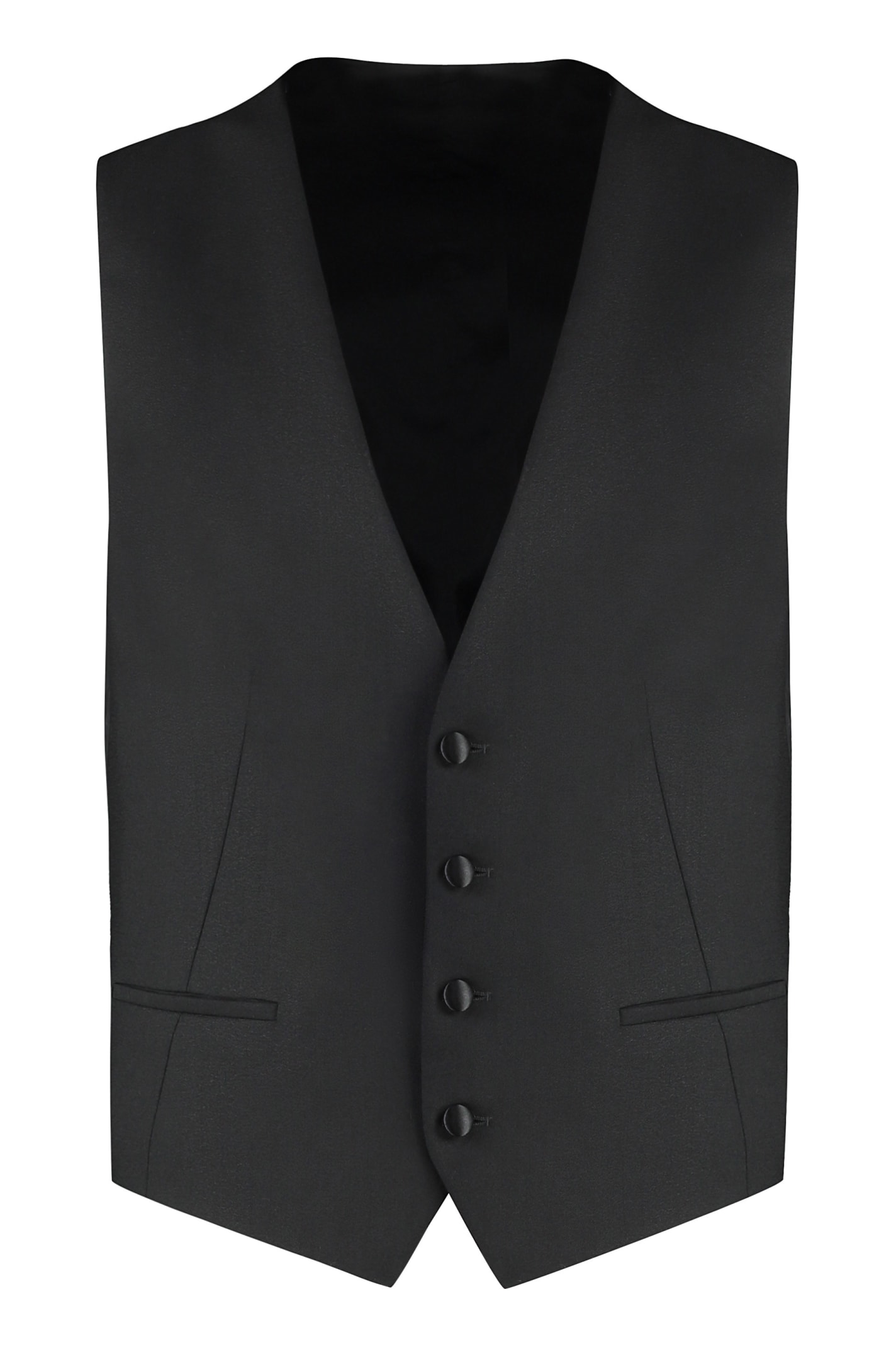 Shop Z Zegna Wool Vest In Black