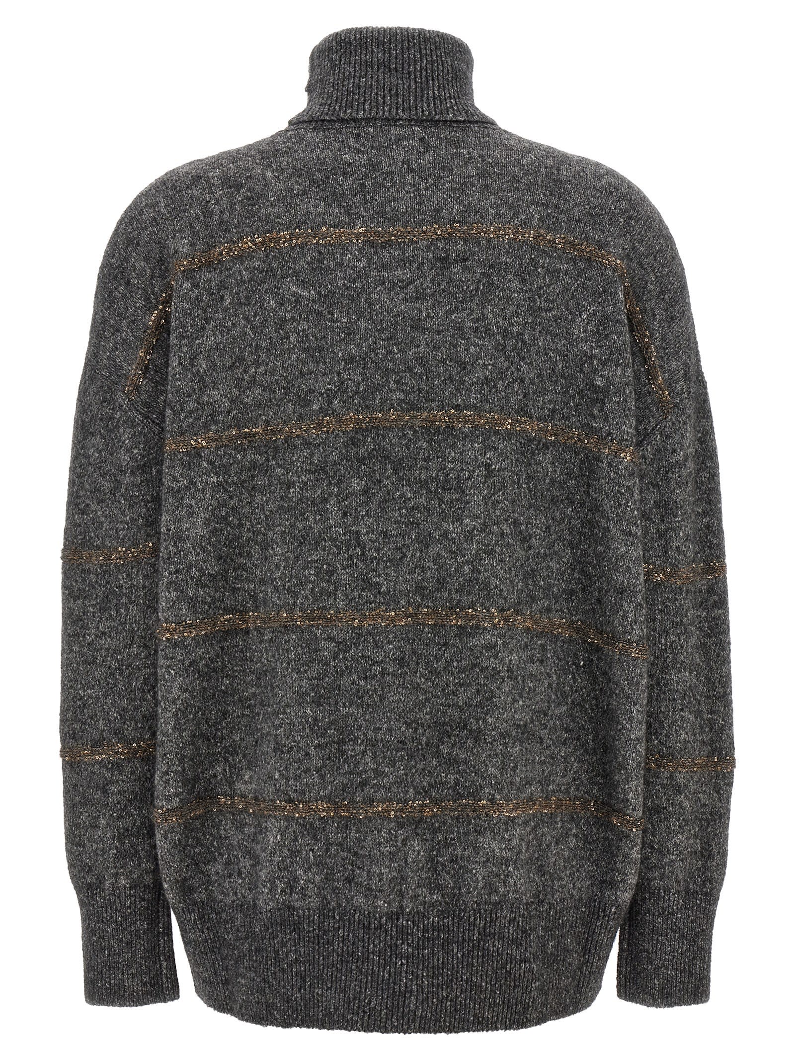 Shop Brunello Cucinelli Sequin Sweater In Gray