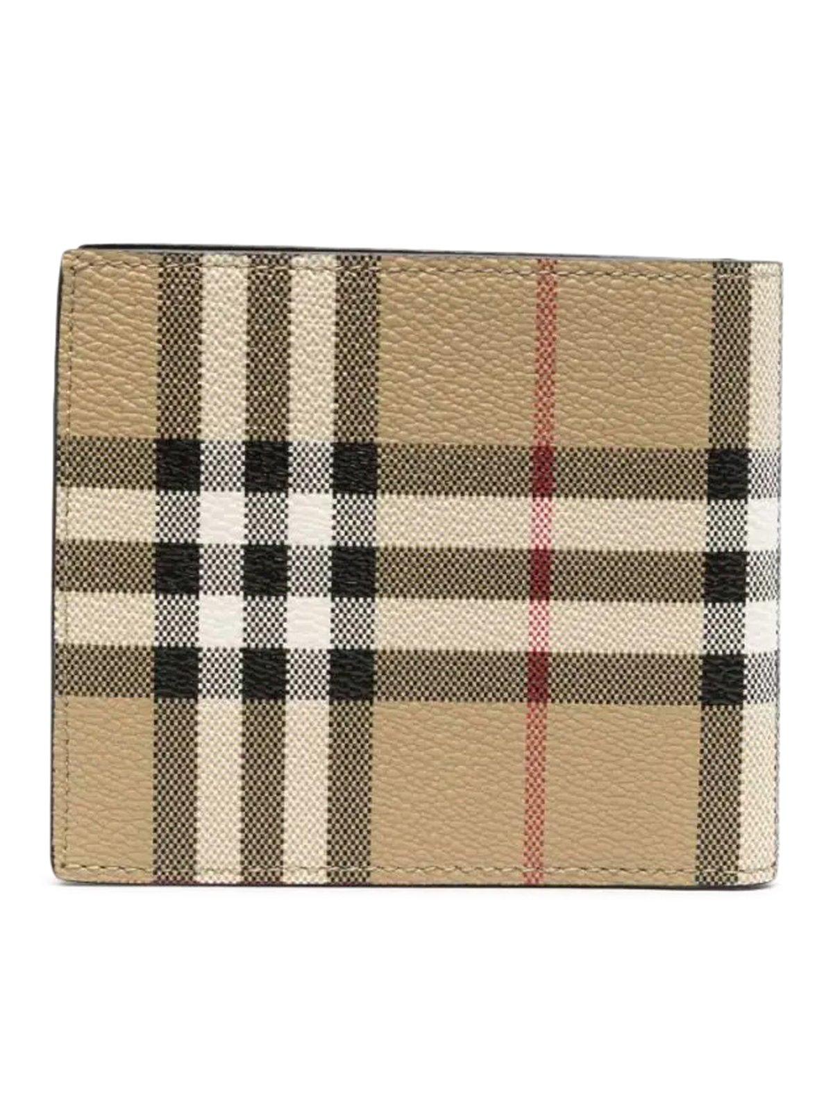 Burberry All-over Check Printed Bi-fold Wallet In Archive Beige