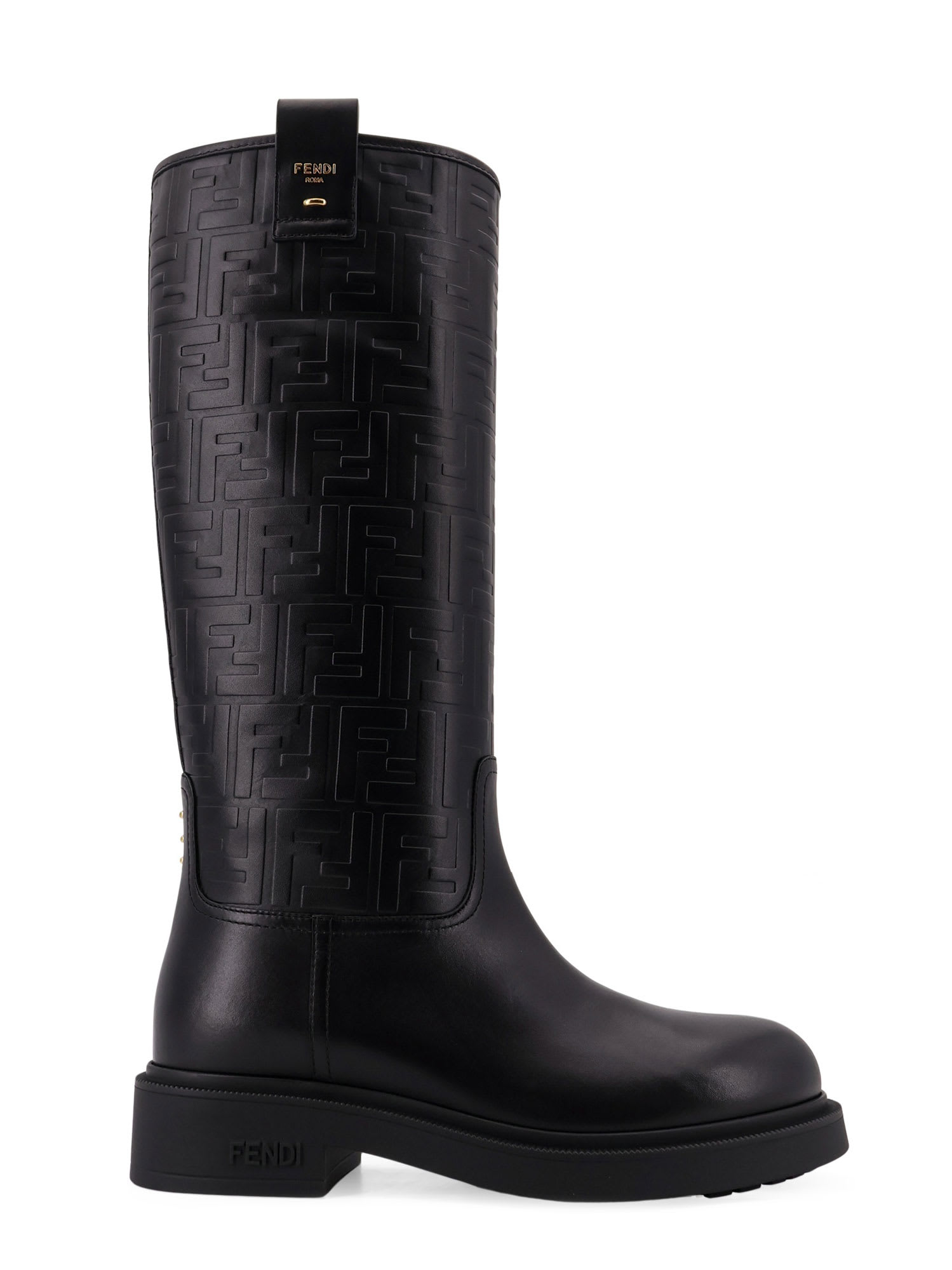 Fendi Black Leather Boots In Black