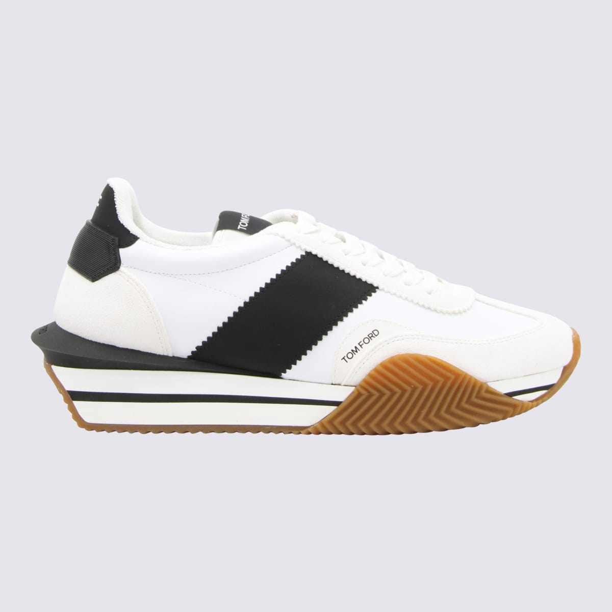 Tom Ford White And Black Leather James Trainers