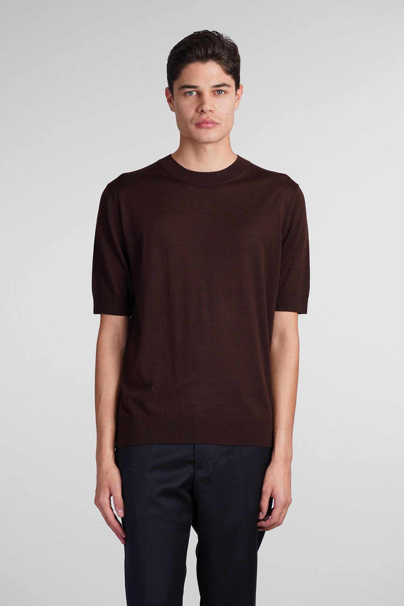 T-shirt In Brown Wool