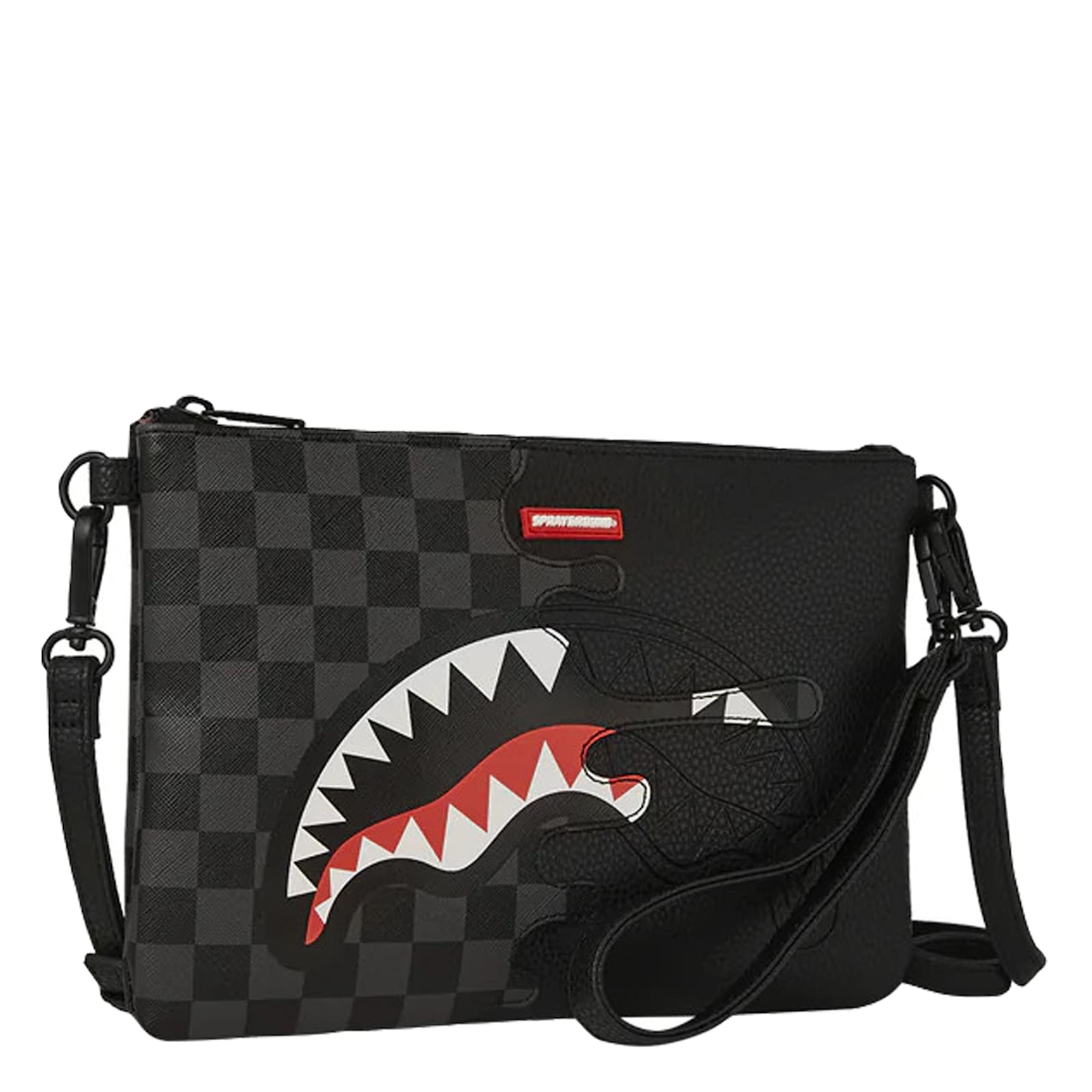 Sprayground Unfinished Shark Pochette In Black