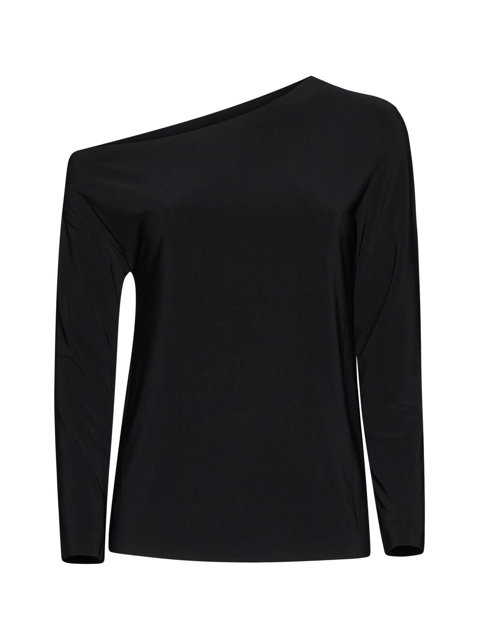 Norma Kamali Black Off-shoulder Top In Tech Fabric Stretch Woman