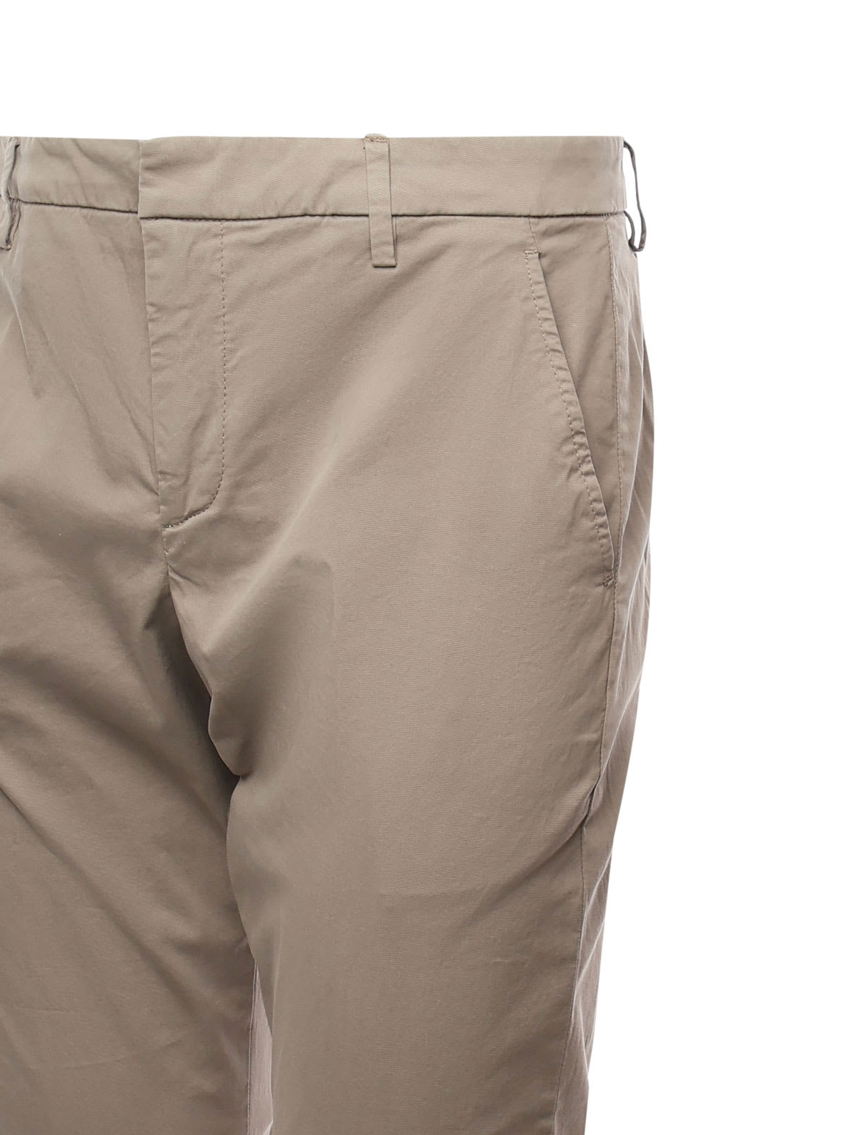 Dondup Cotton Trousers With Belt Loops And Pockets In Castoro