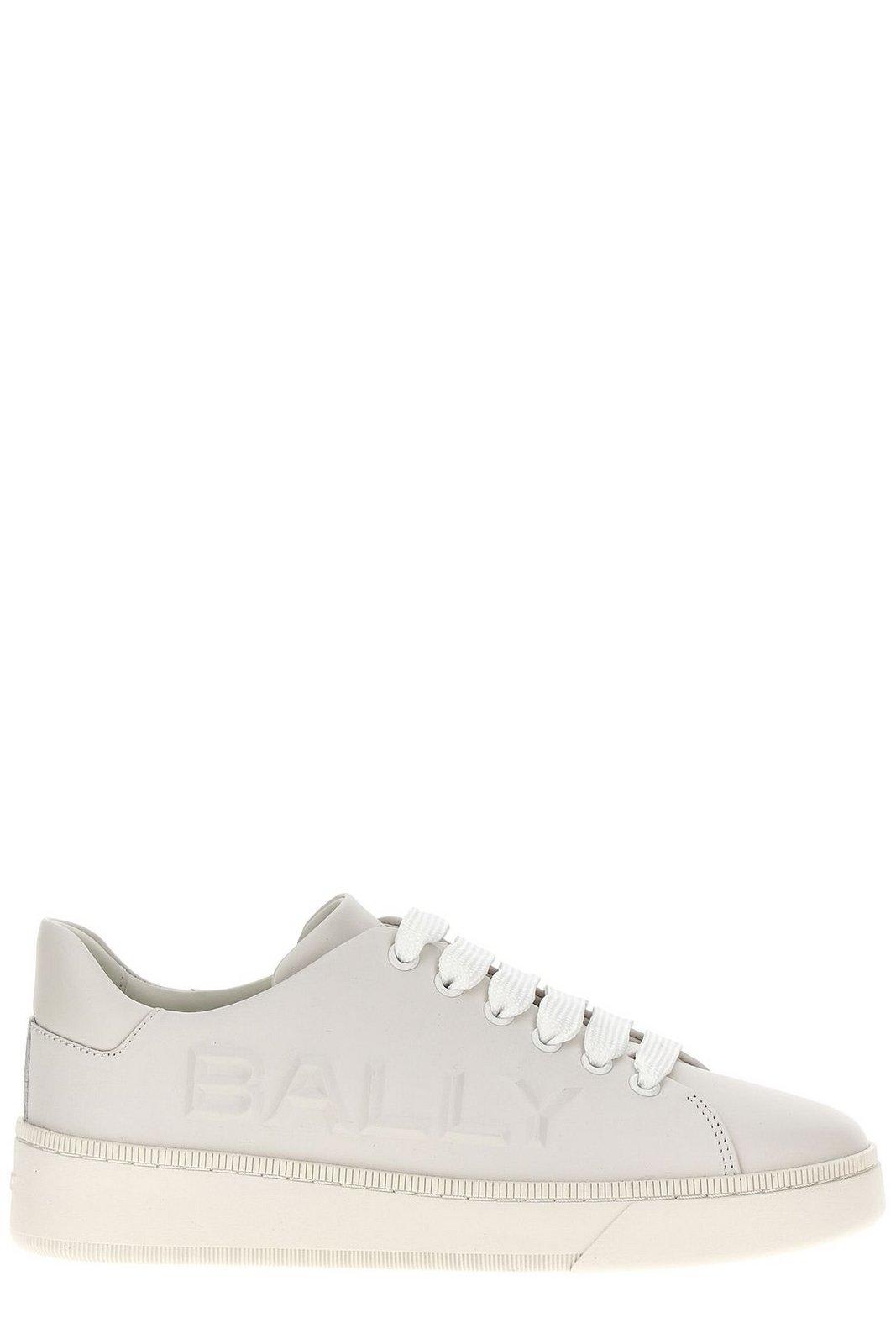 Shop Bally Round Toe Lace-up Sneakers In White