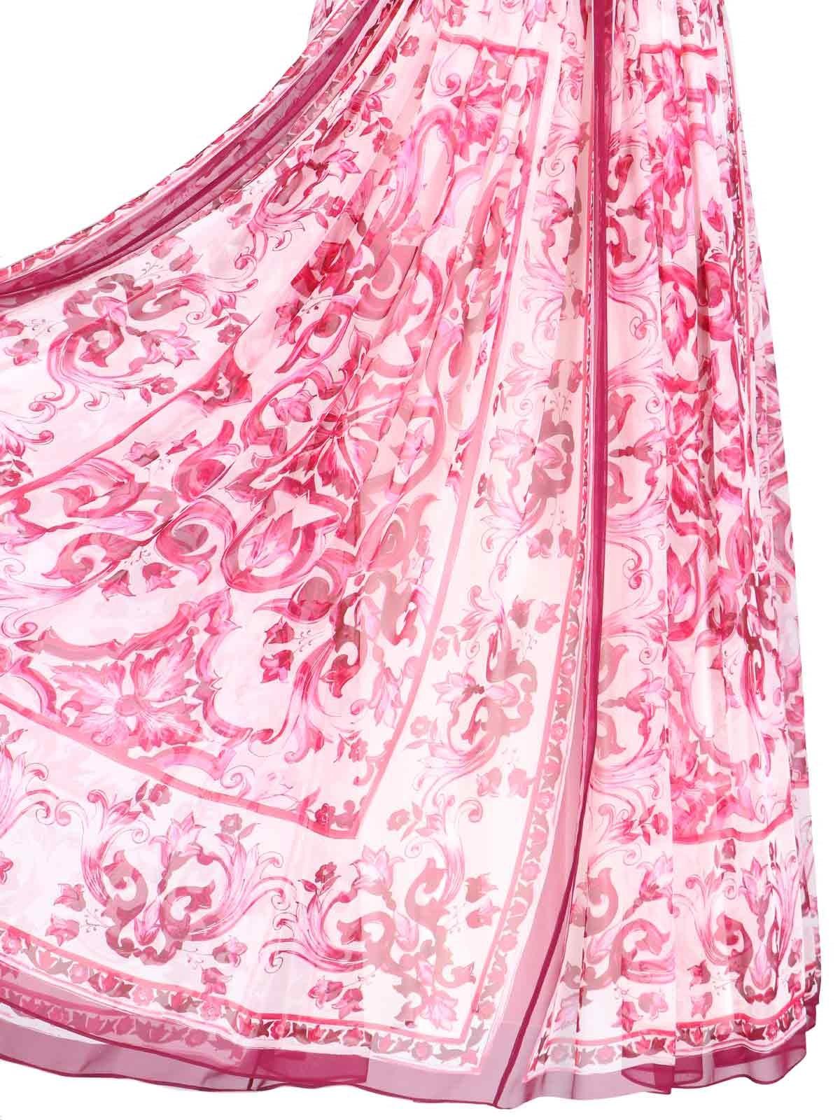 Shop Dolce & Gabbana Maiolica Print Maxi Skirt In Tris Maioliche Fuxia