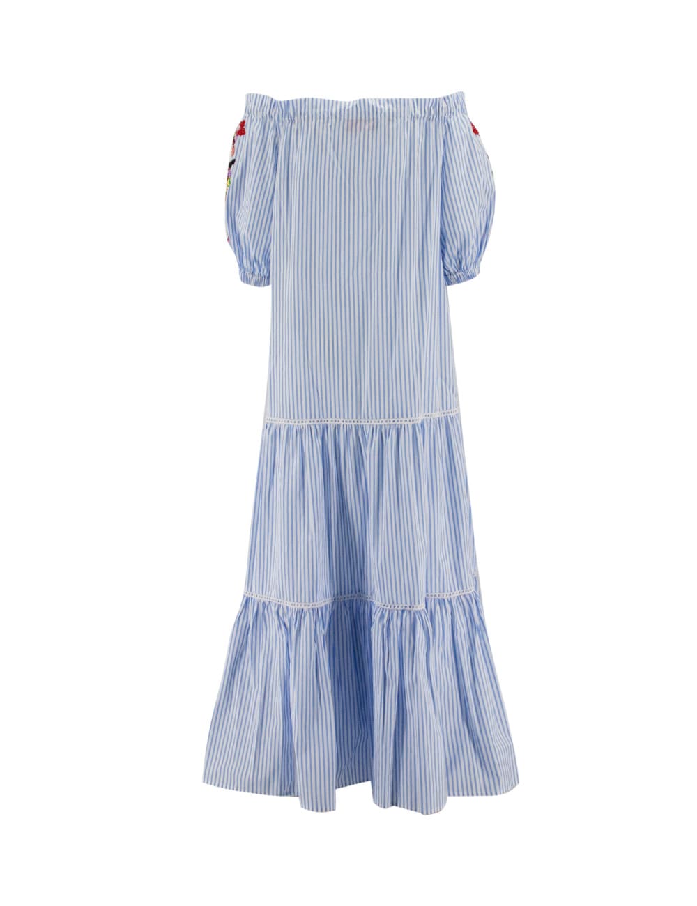 Shop Ermanno Firenze Dress In White Blue