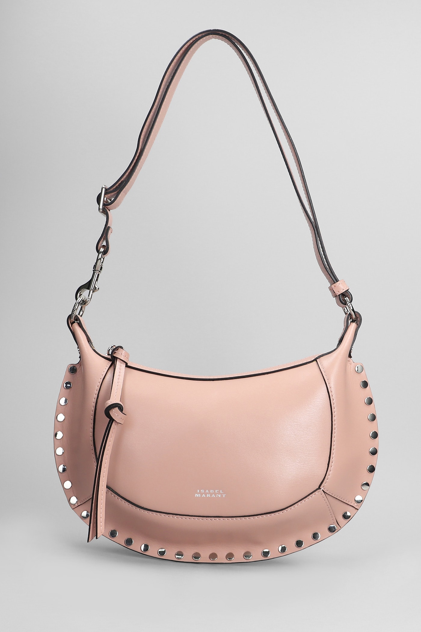 Shop Isabel Marant Oskan Moon Shoulder Bag In Rose-pink Leather