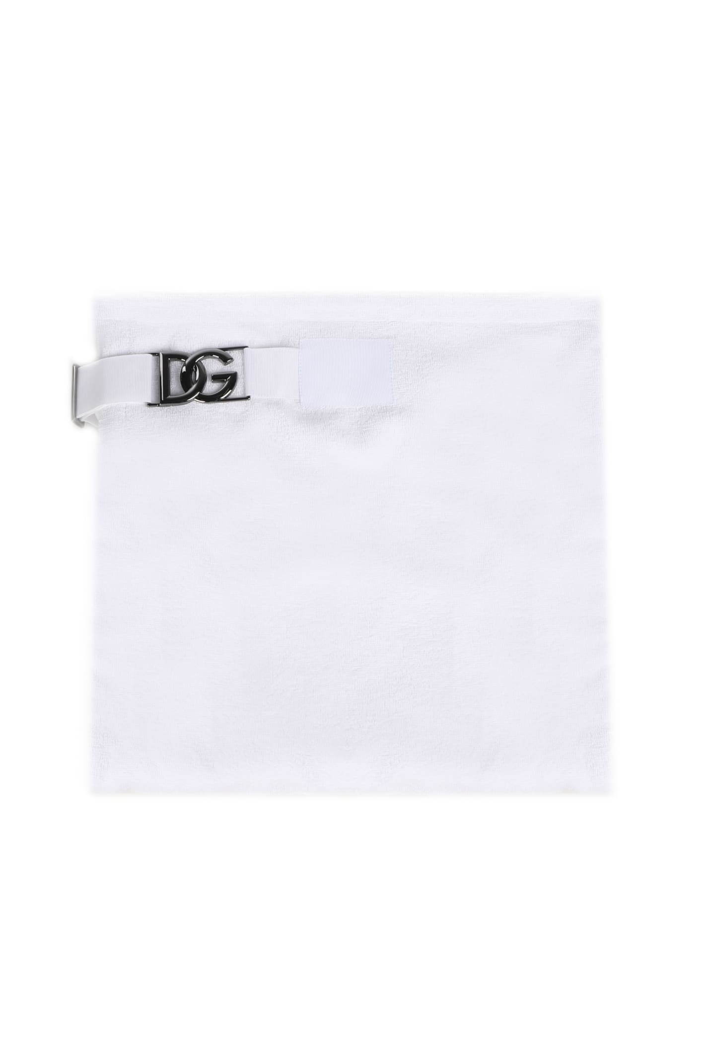 Dolce & Gabbana Beach Towel In Cotton In Optical White