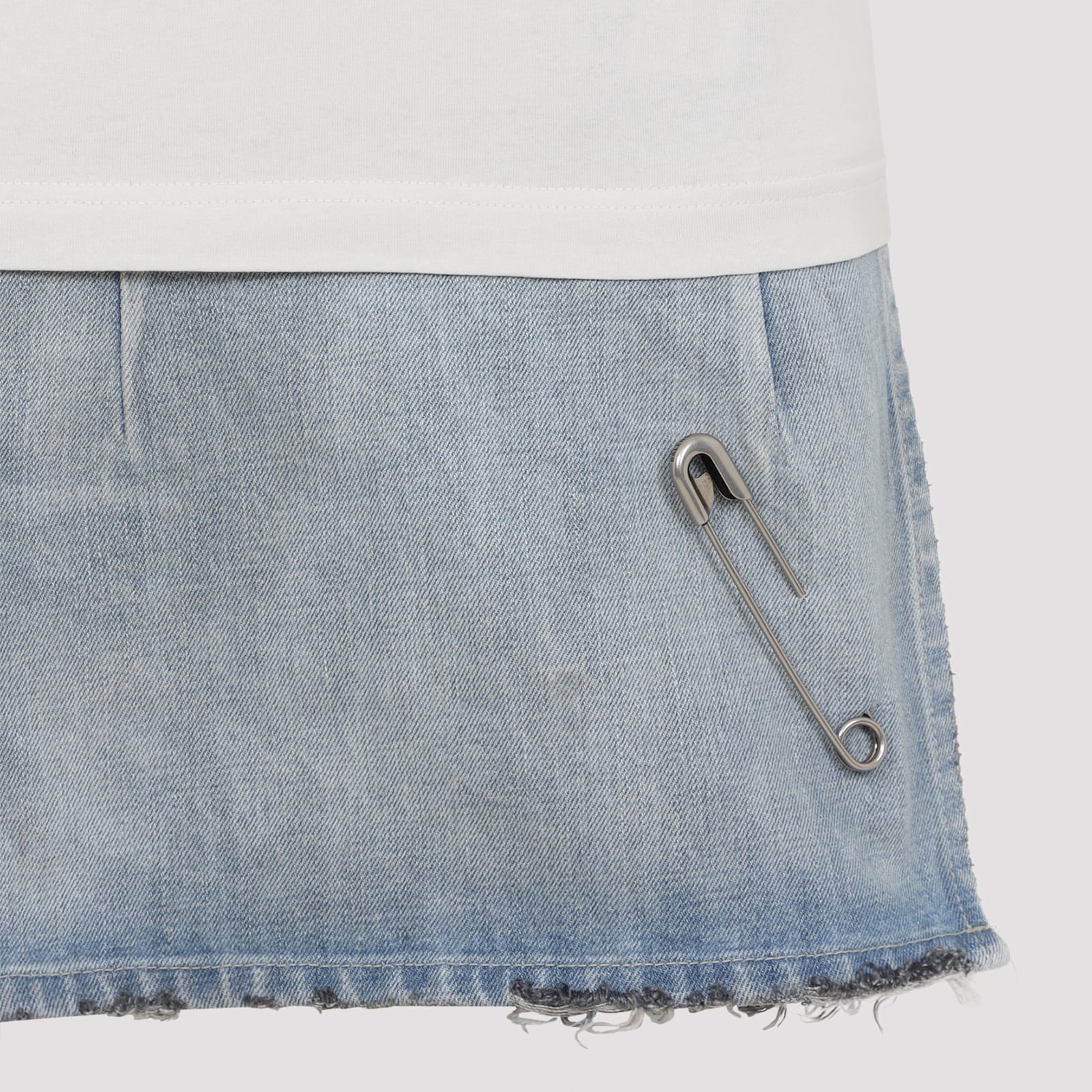 Balenciaga Layered Mini Dress With Denim Skirt Effect In Blue