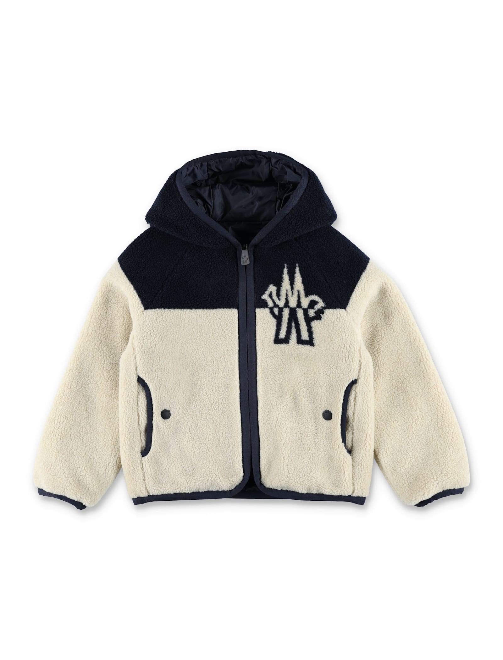 Moncler Reversible Teddy And Nylon Zip-up Hoodie  Grenoble Kids In Multi