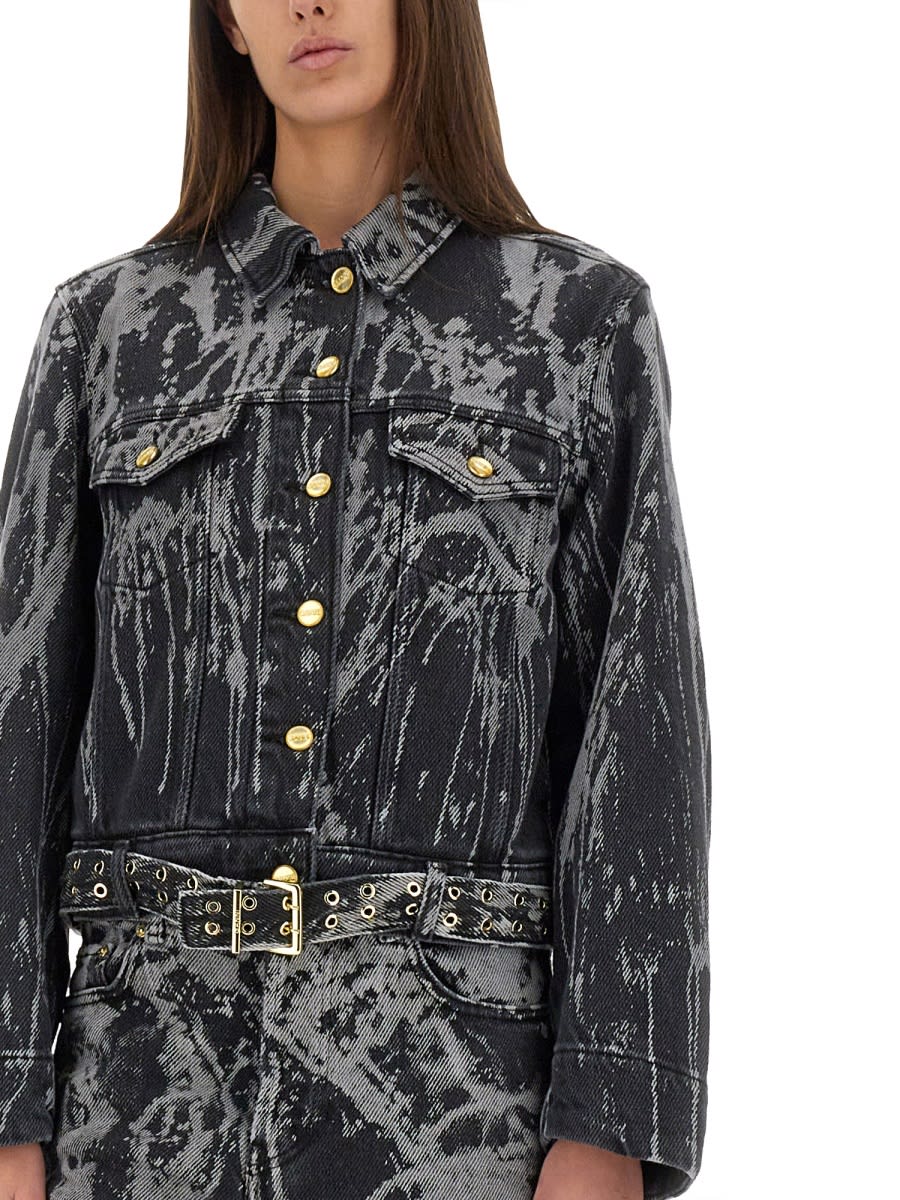 Shop Ganni Heavy Denim Jacket In Black