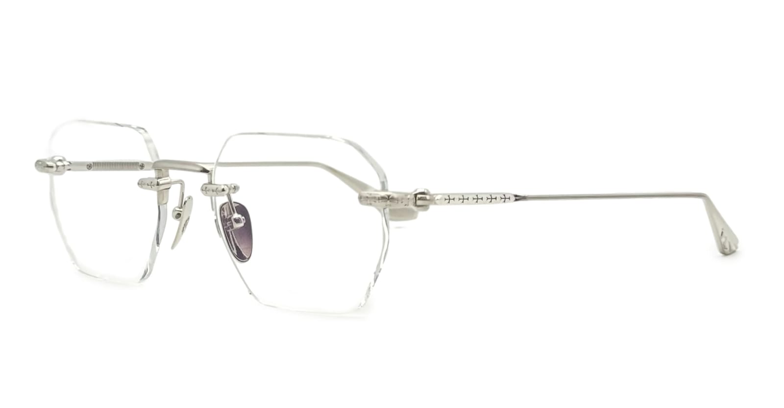 Chrome Hearts Hole Shot - Brushed Silver Rx Sunglasses In White
