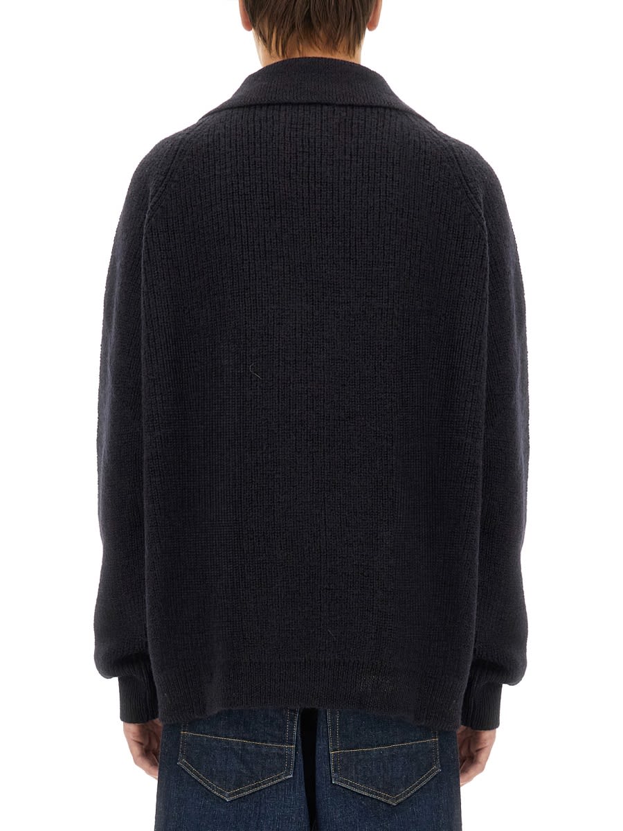 Shop Margaret Howell Wool Cardigan In Blue