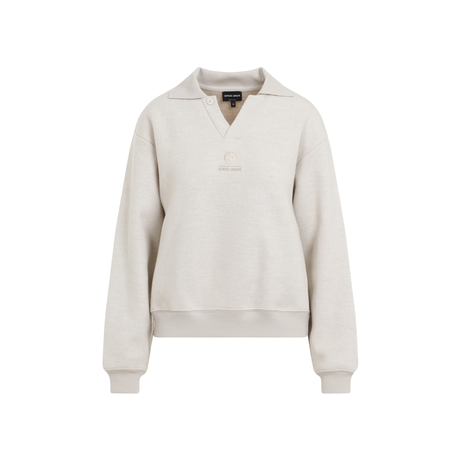 Shop Giorgio Armani Cashmere Polo Sweatshirt In Vapore