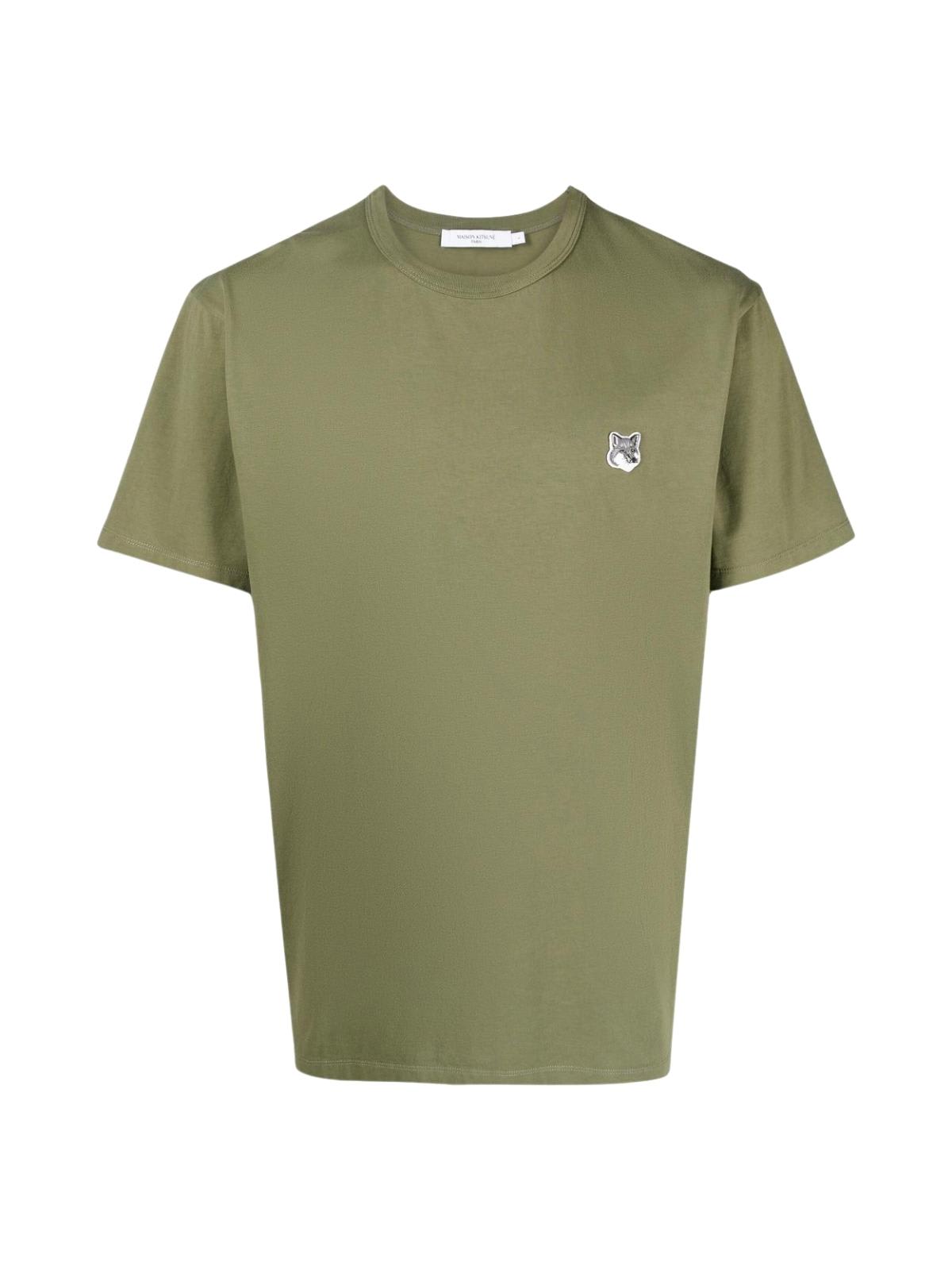 Maison Kitsuné Grey Fox Head Patch Classic Tee-shirt In Dark Khaki