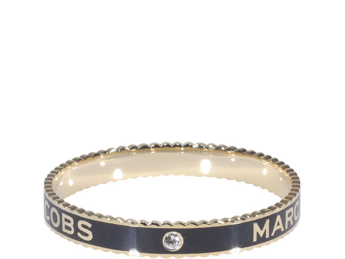 Shop Marc Jacobs The Medallion Logo Detailed Bracelet In Black/gold