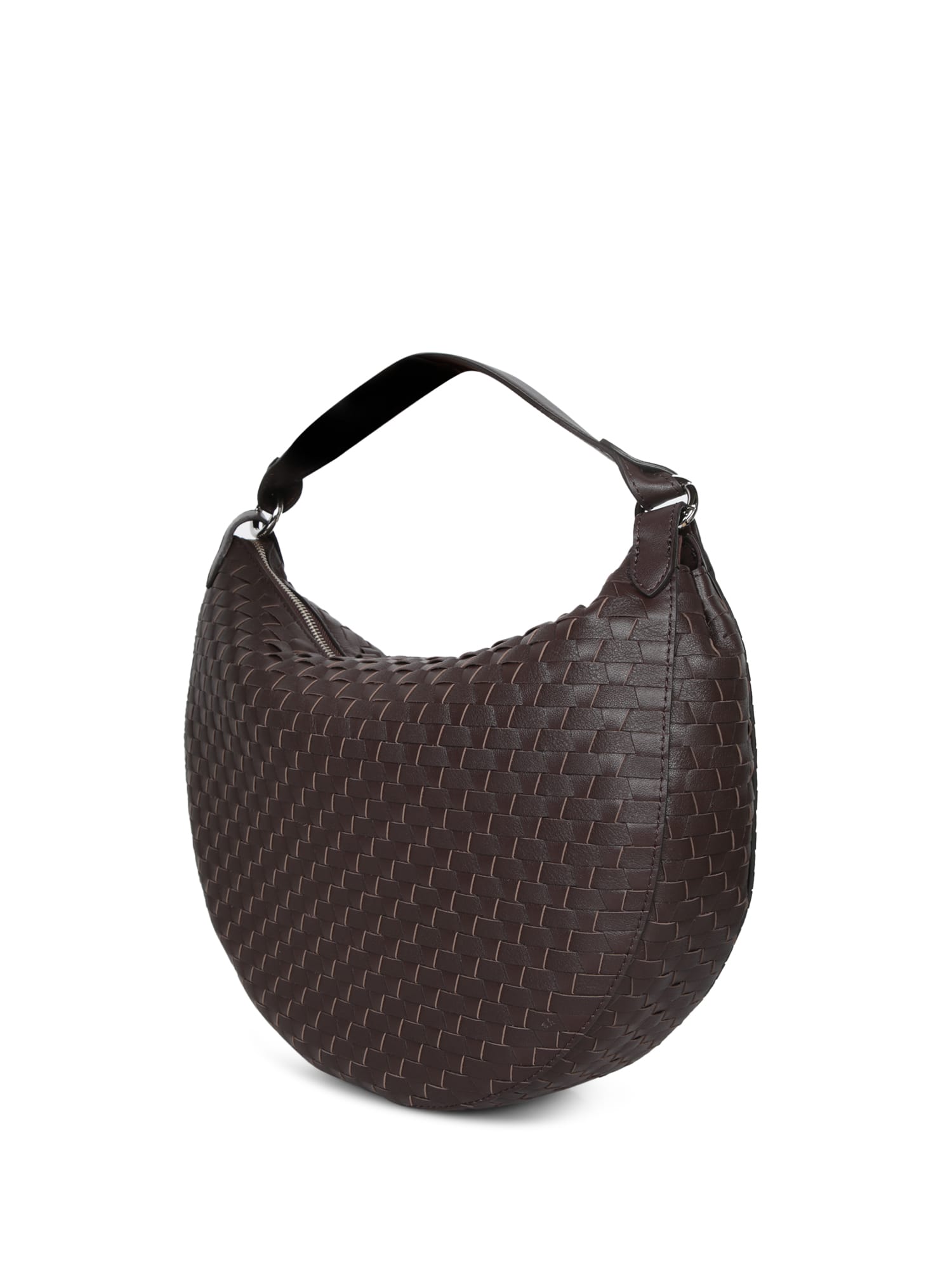Orciani Brown Woven Dumpling Bag In Brown
