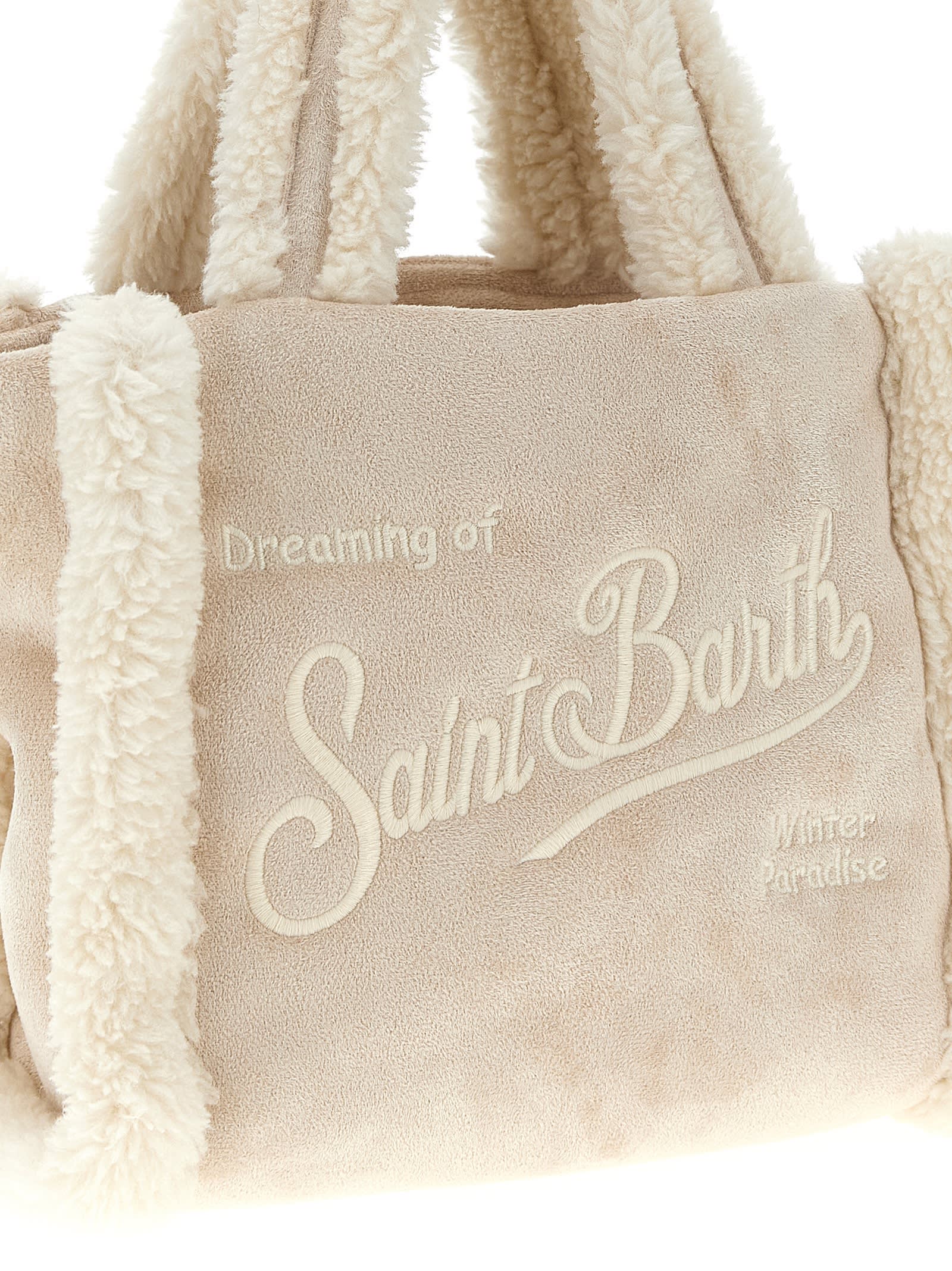 Mc2 Saint Barth Vanity Shearling Mini Handbag In Sand