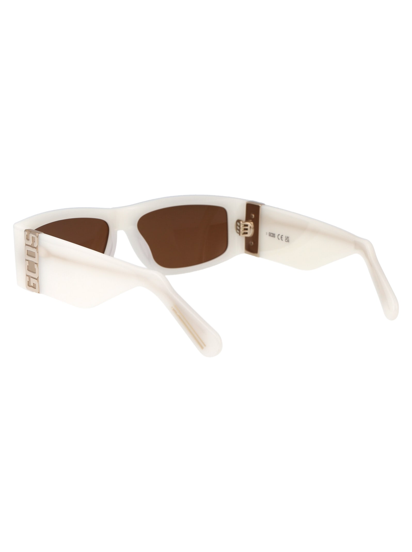 Shop Gcds Gd0037 Sunglasses In 21e Bianco/marrone