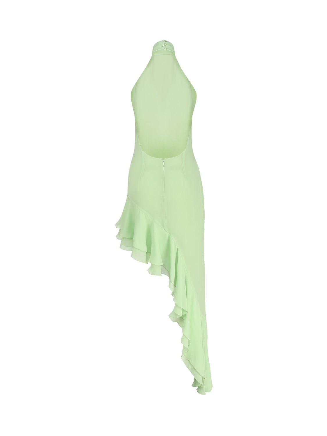 The Andamane Mirtha Ruffle Assymmetric Maxi Dress In Green