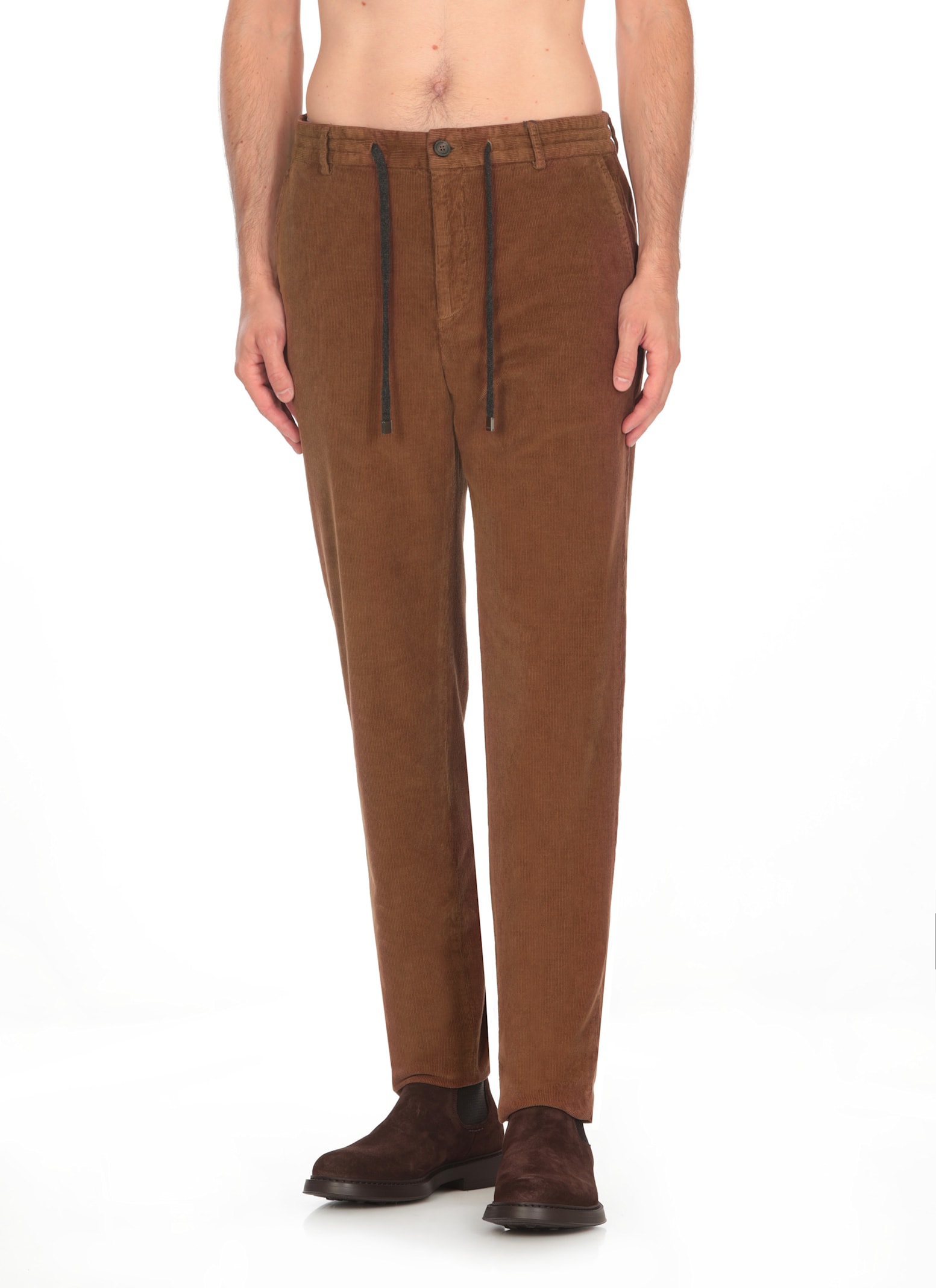 Shop Peserico Velvet Trousers In Brown