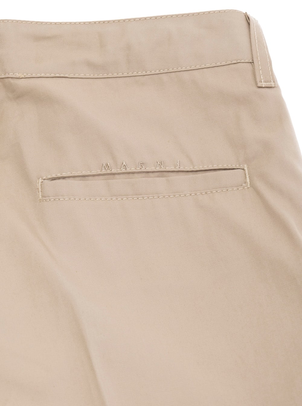 Marni Beige Pants With Belt Loops And Logo Lettering Detail On The Rear In Cotton Girl In Beige