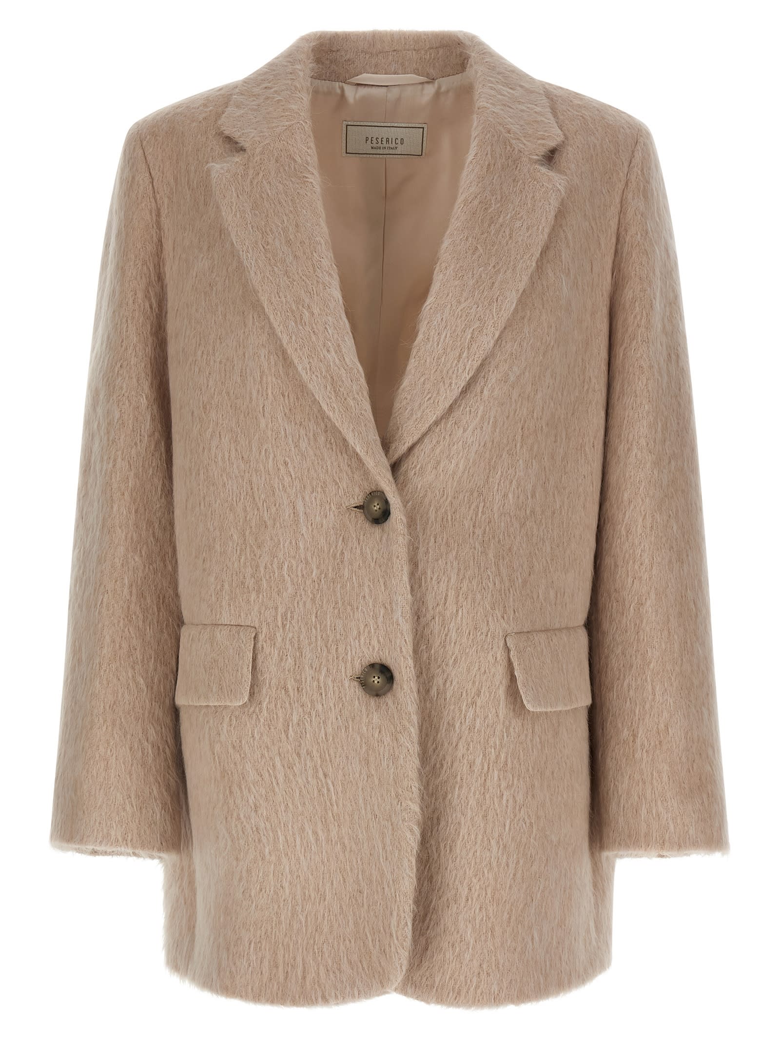 Peserico Alpaca And Wool Striped Single-breasted Blazer In Neutral