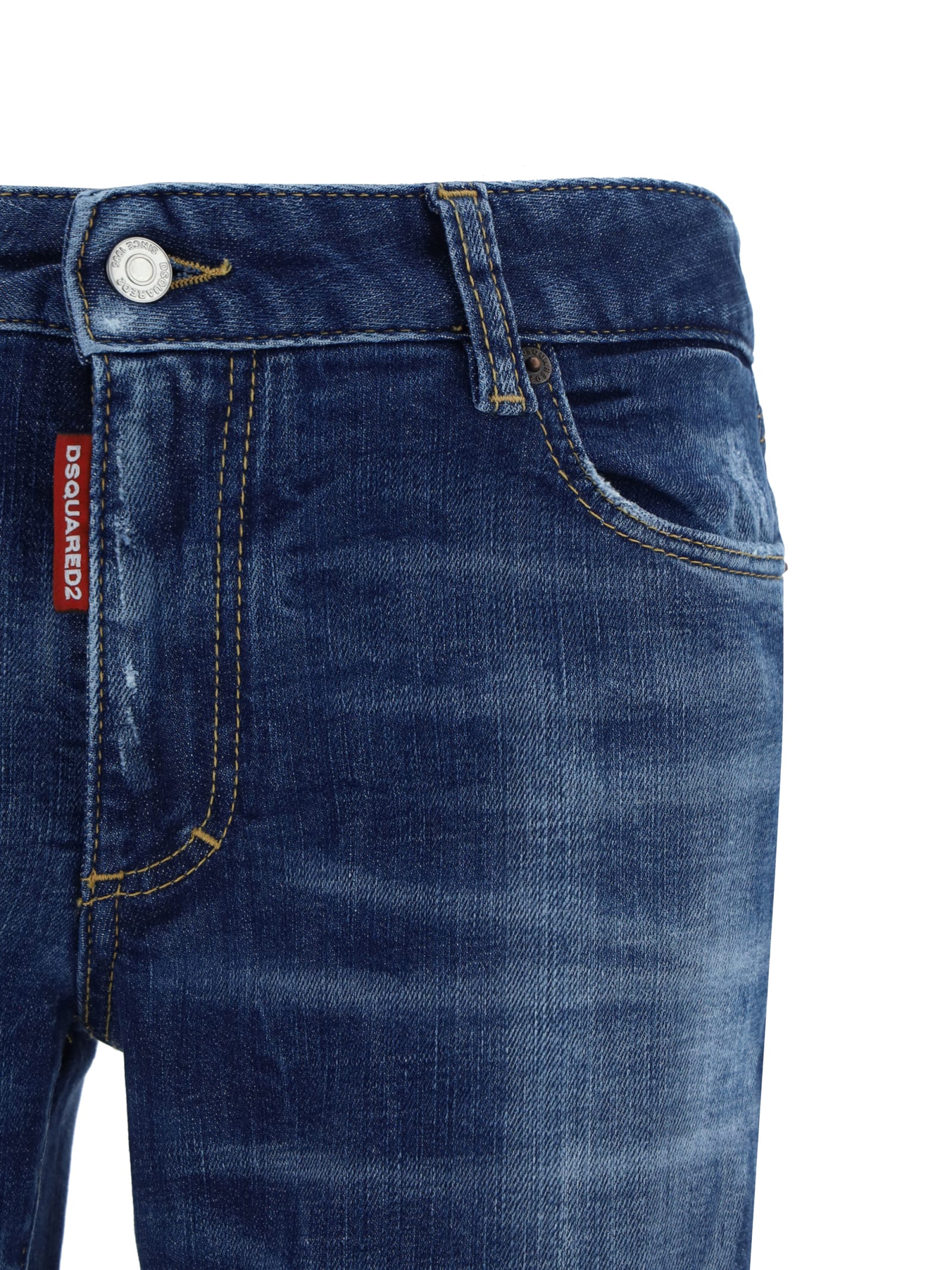 Dsquared2 Medium Waist Flare Jeans In Navy Blue