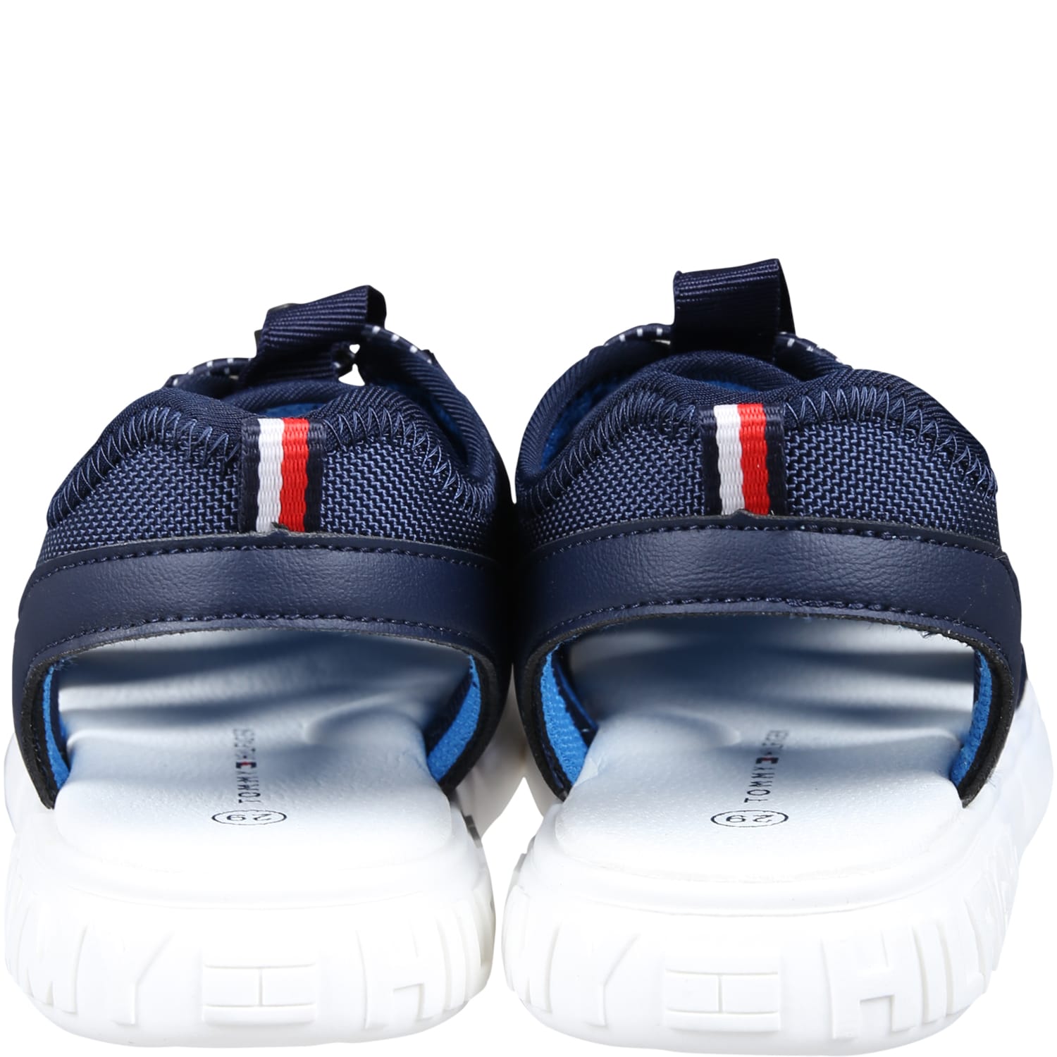 Shop Tommy Hilfiger Blue Sandals For Kids With Logo