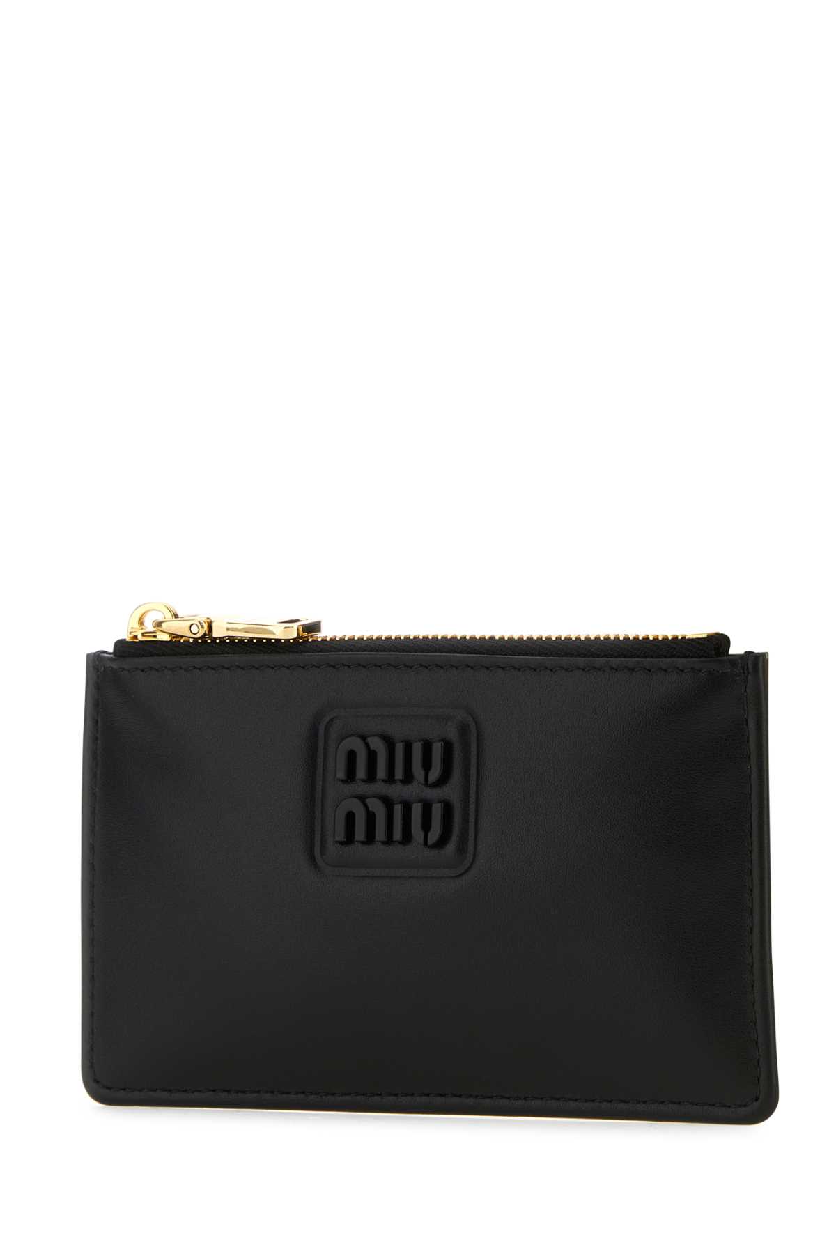 Shop Miu Miu Black Leather Card Holder In Nero
