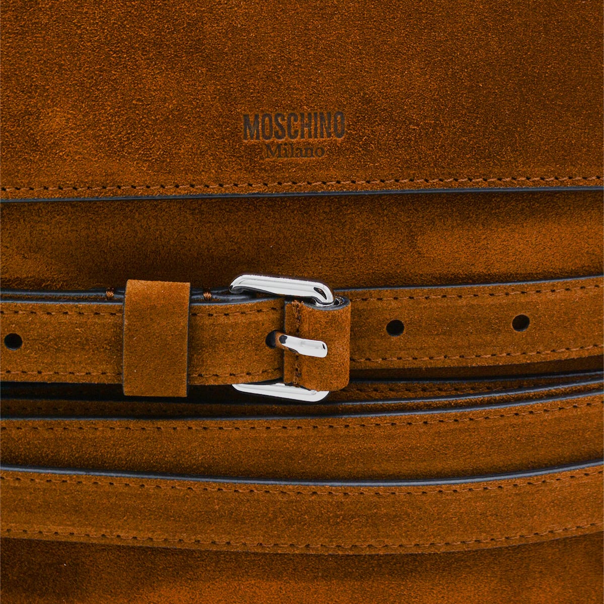 Moschino Brown Leather Suede Top Handle Bag In Brown