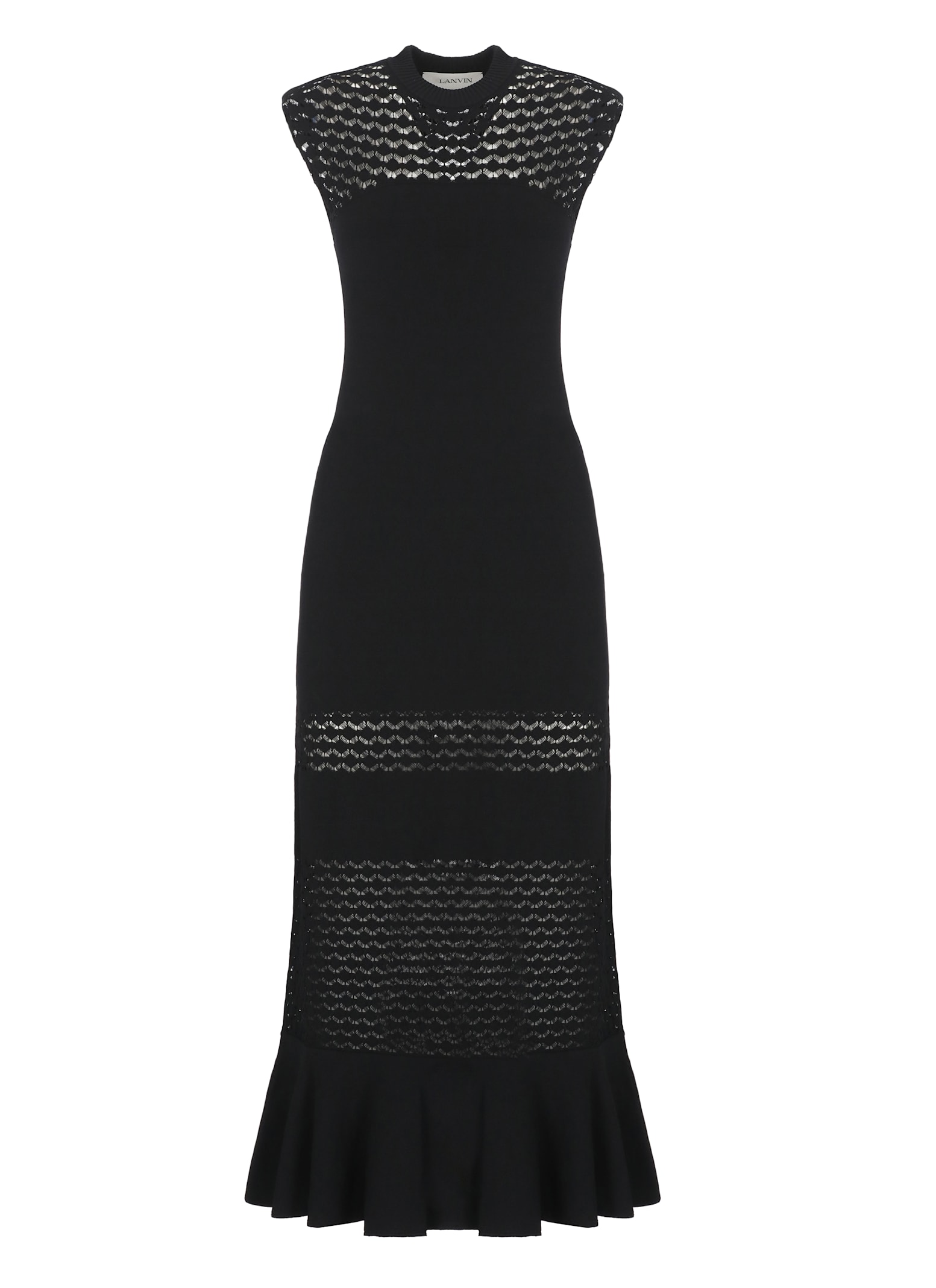Lanvin Midi Dress Featuring Lace Detailing In Black