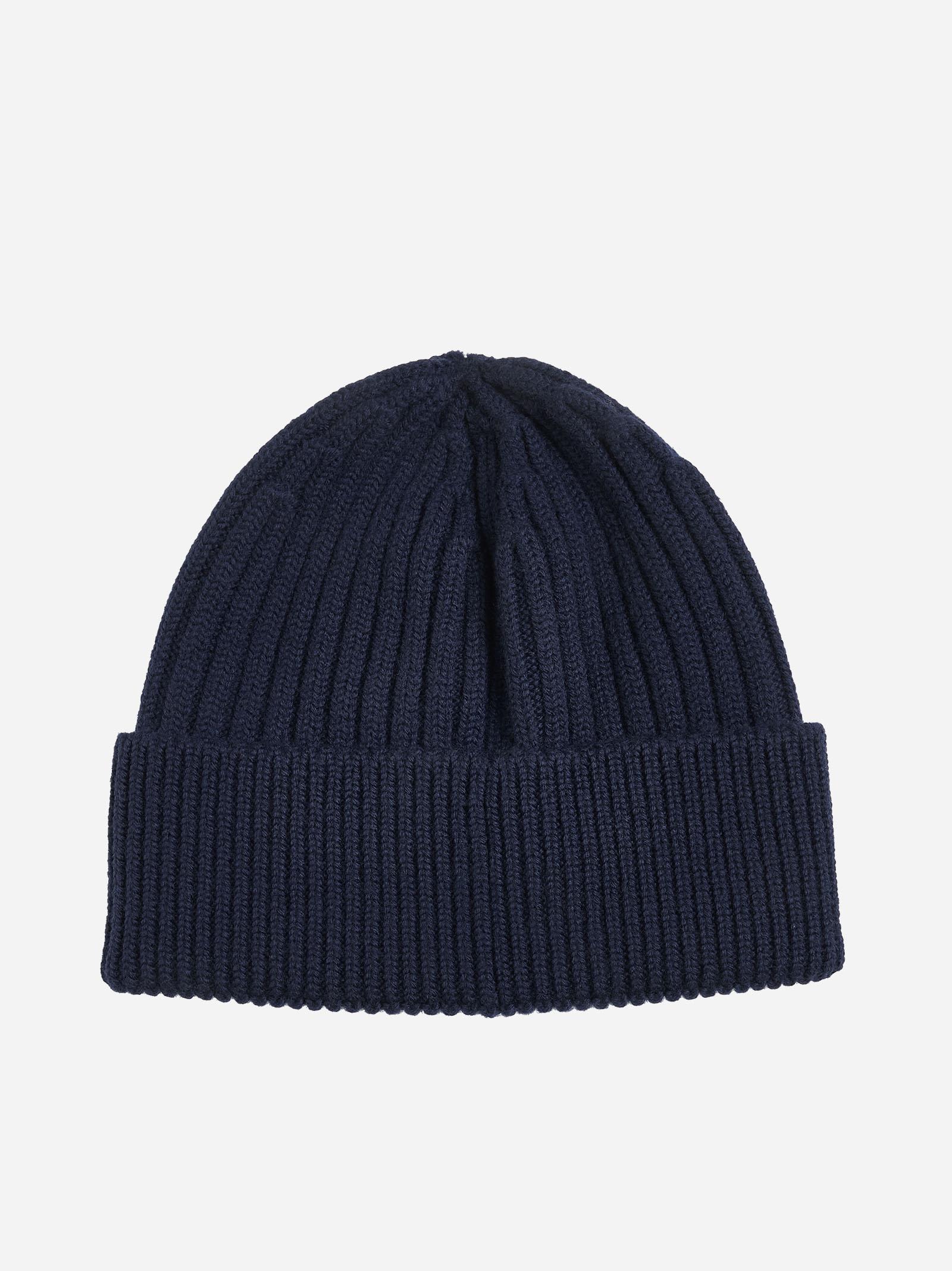 Shop Moncler Logo Wool Beanie In Navy