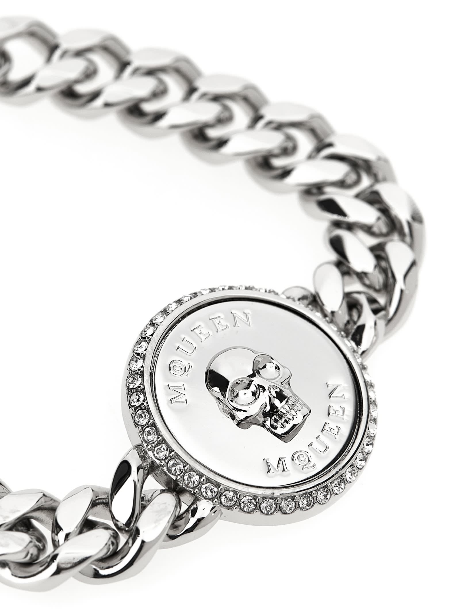 Alexander Mcqueen Regal Skull Chain Bracelet In Silver