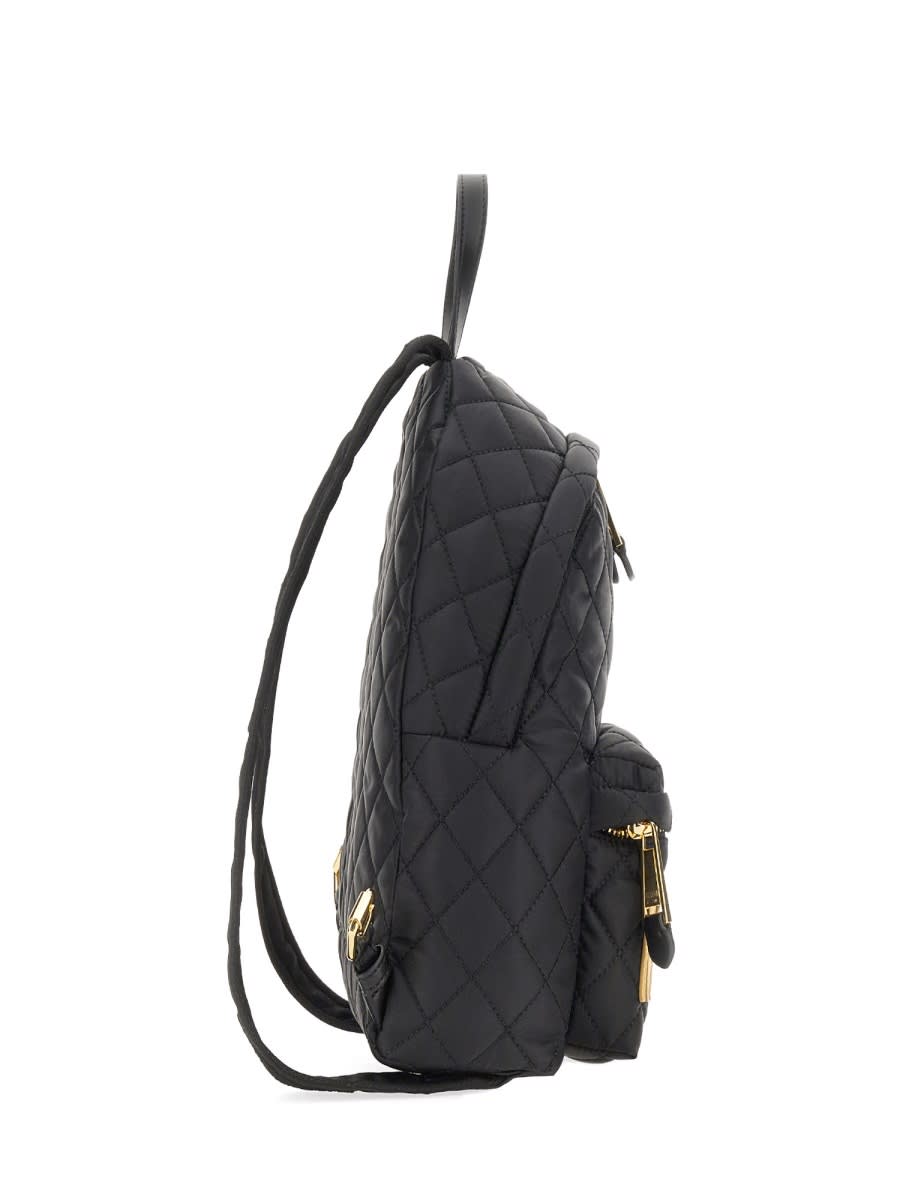 Shop Moschino Quilted Nylon Backpack In Black