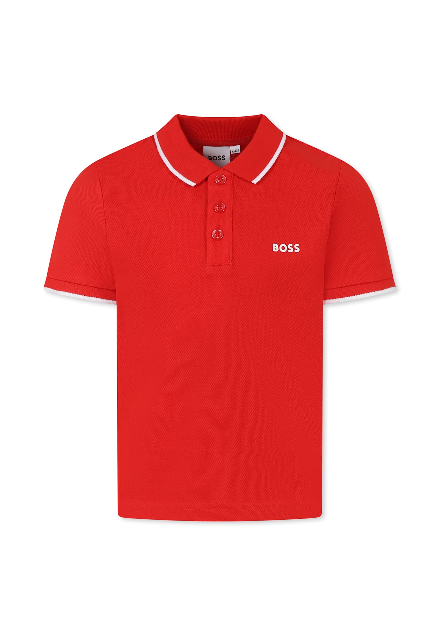 Hugo Boss Red Polo Shirt For Boy With Logo In Red