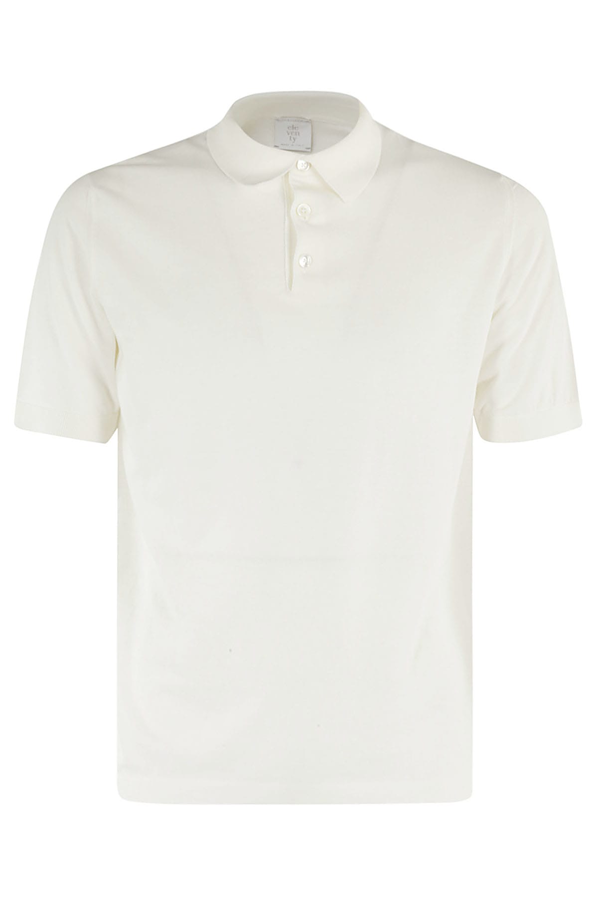 Eleventy Classic White Polo Shirt With Textured Fabric In Bianco
