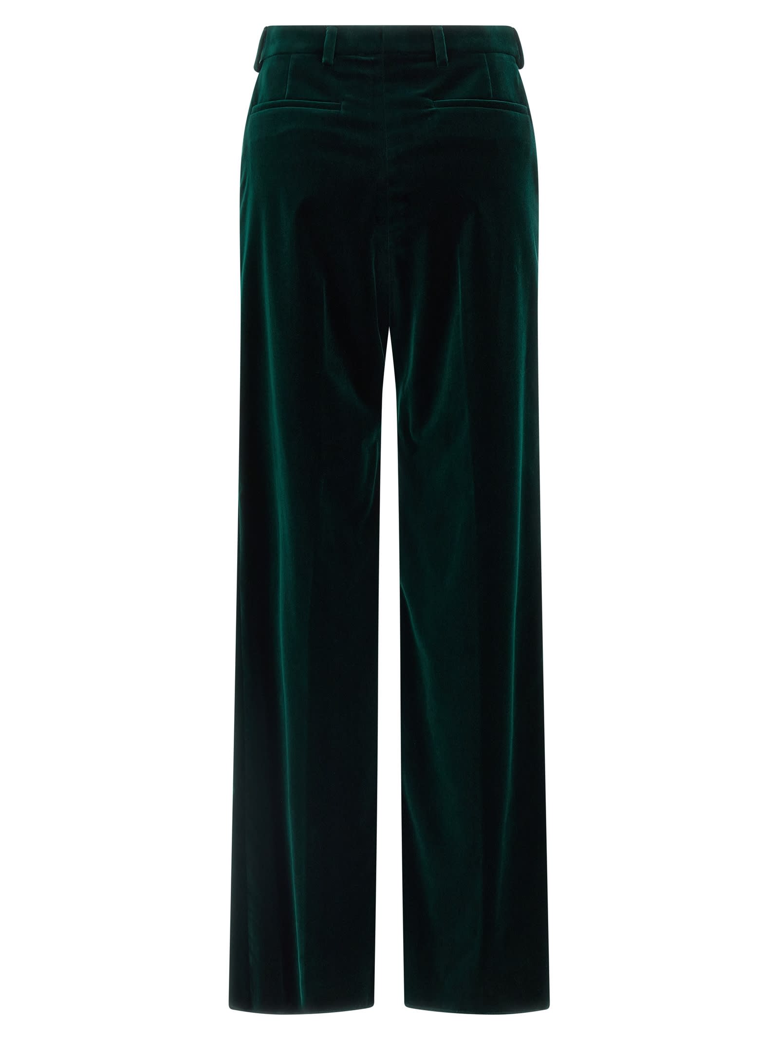 Gucci Tailored Velvet Trousers Featuring Belt Loops In Green