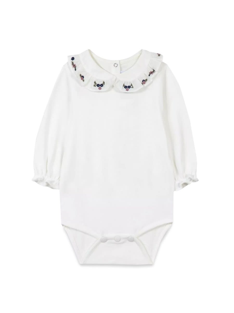 Shop Tartine Et Chocolat Body3 Polo Sleeves Longues In White
