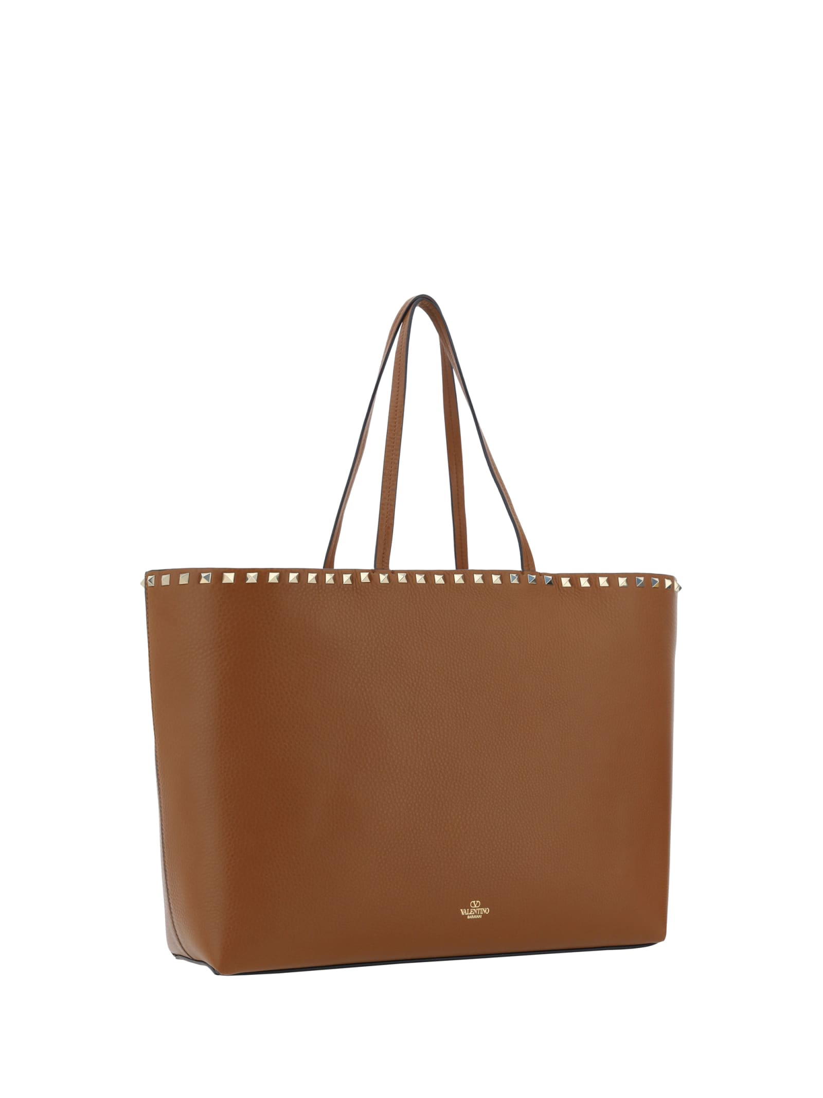 Shop Valentino Rockstud Tote Bag In Tobacco