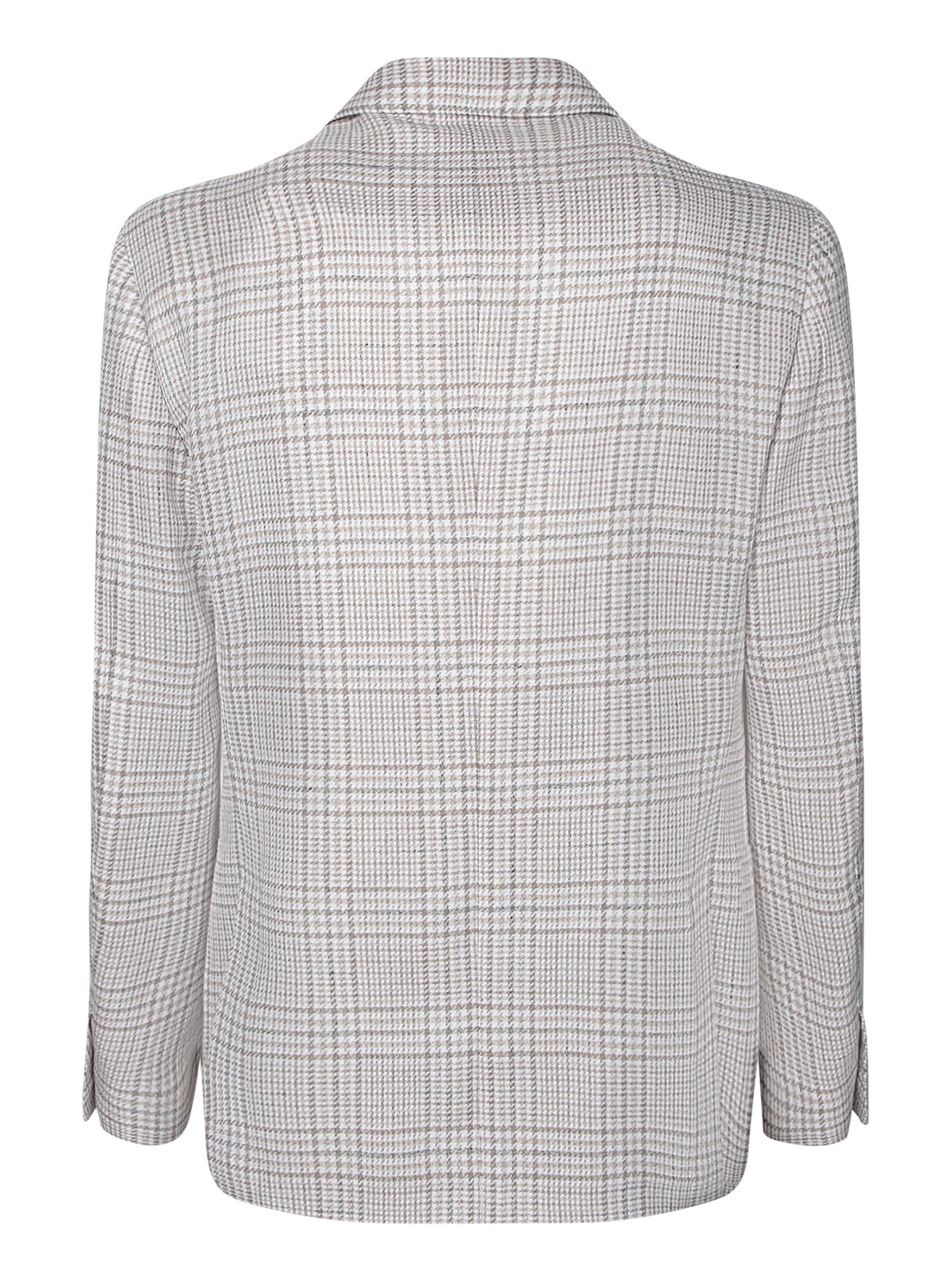 Lardini White And Beige Wool Houndstooth Jacket In Beige