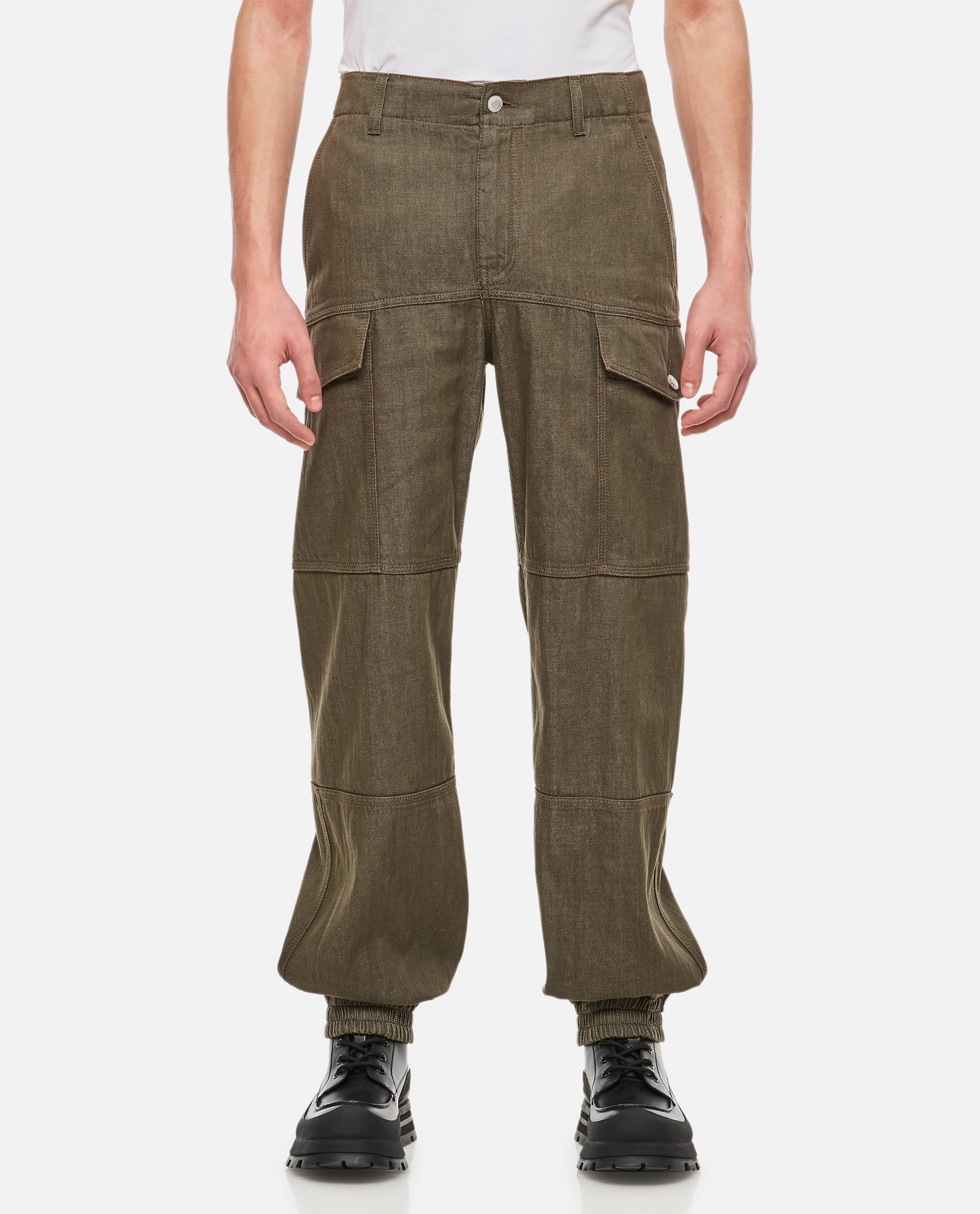 Shop Alexander Mcqueen Denim Cotton Jogger In Verde