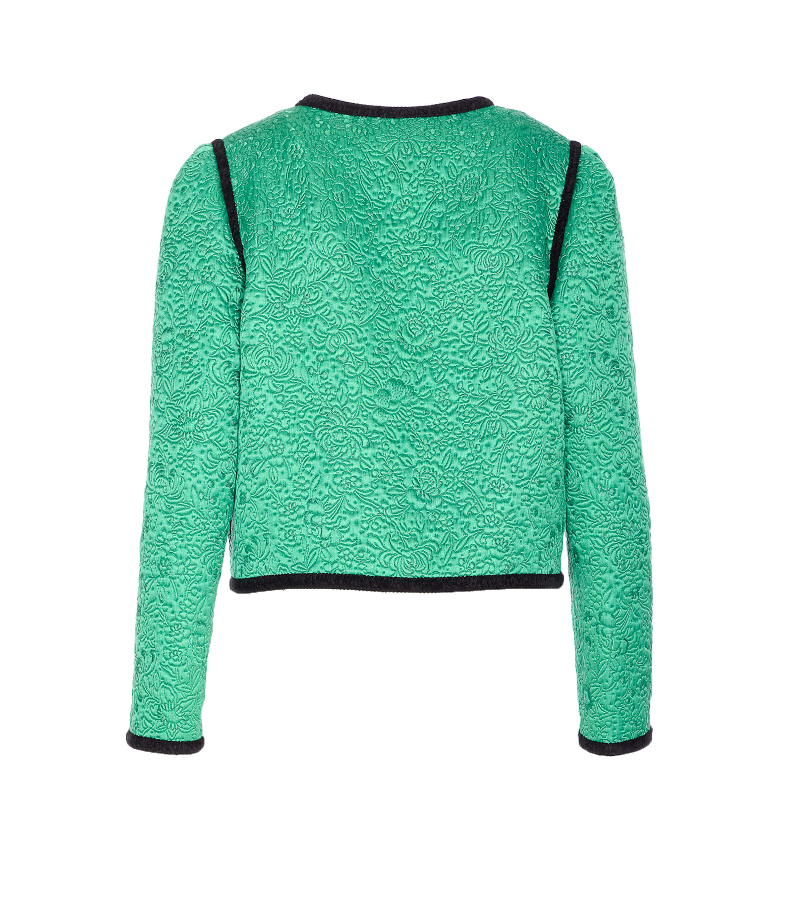 Valentino Womens Pure Green Floral Crop Wool And Silk Jacket